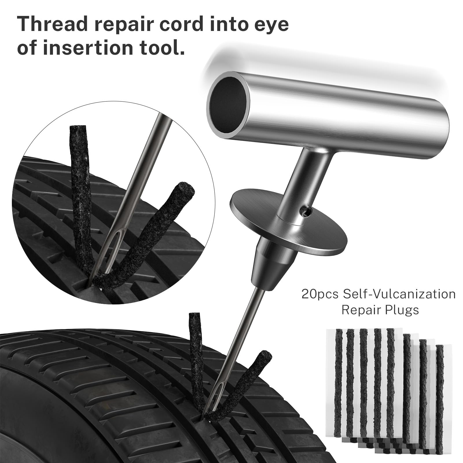 AUTOWN Flat Tire Repair Kit with Plugs 31 Pcs for Car, Motorcycle, ATV, Jeep, Truck, Tractor Flat Tire Puncture Repair