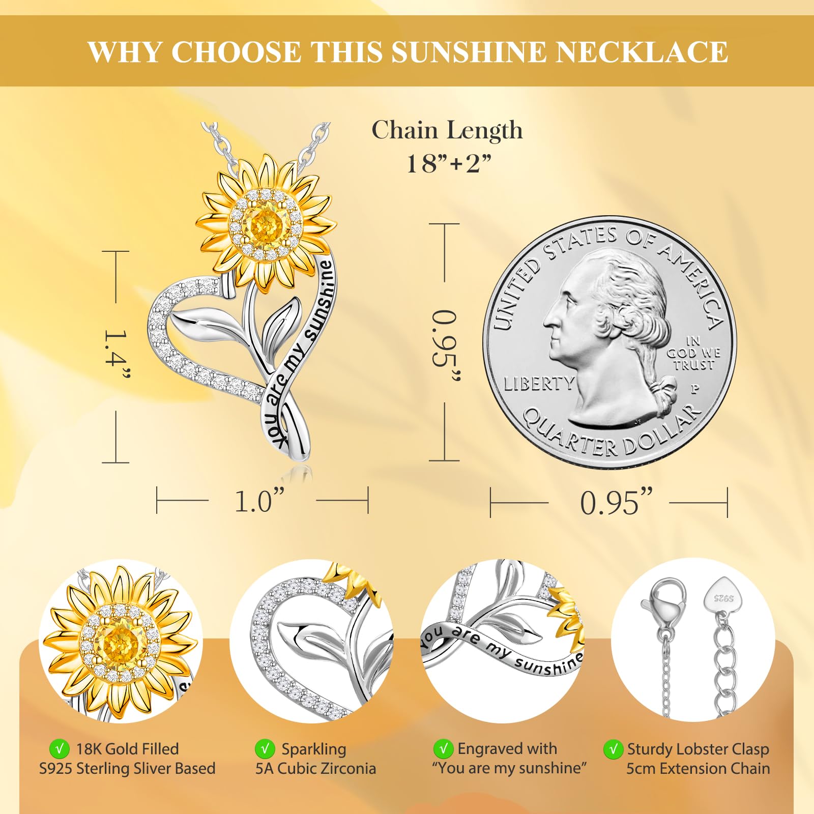 Meeshi Sunflower Necklaces for Women, Christmas Gifts for Women Anniversary Girlfriend Christmas Gifts for Wife Birthday Gifts for Her, You Are My Sunshine Sunflower Jewelry for Women Mom Daughter