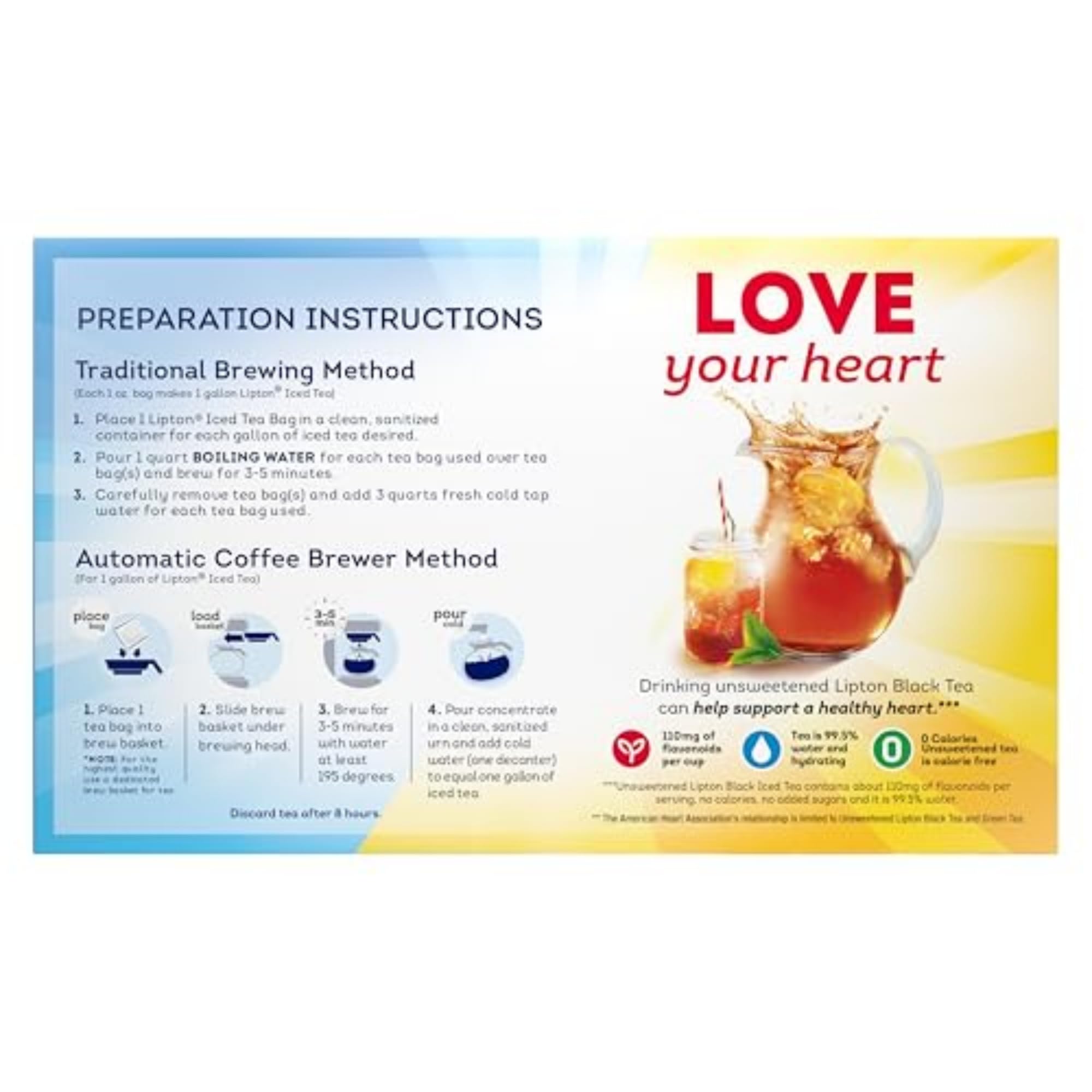 Lipton Unsweetened Iced Tea Bags, Gallon-Sized, 96 Total Tea Bags (24ct - Pack of 4)