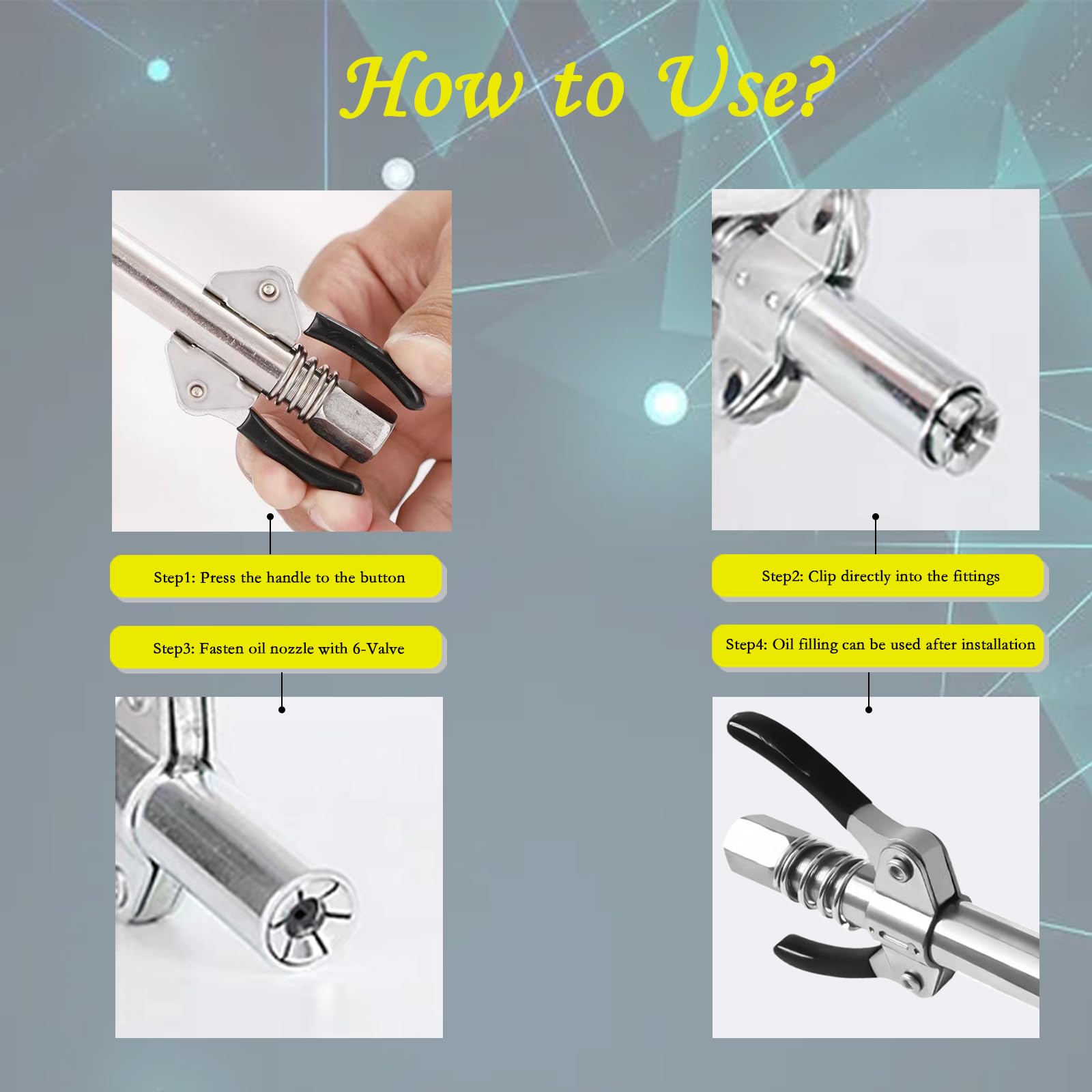 JRangelp Grease Gun Coupler, Dual Handle Design Grease Gun Coupler for Quick Locking and Release of Oil Gun and Connector