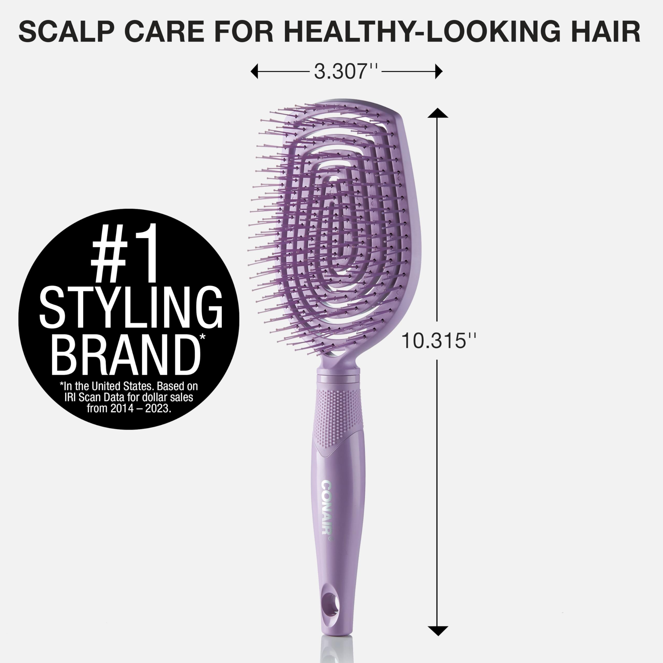 Conair Scalp Care Detangling Hairbrush - Hair Brush - Curly Hair Brush - Detangling Hair Brush - Scalp Massager - Flexi Head Paddle Hairbrush