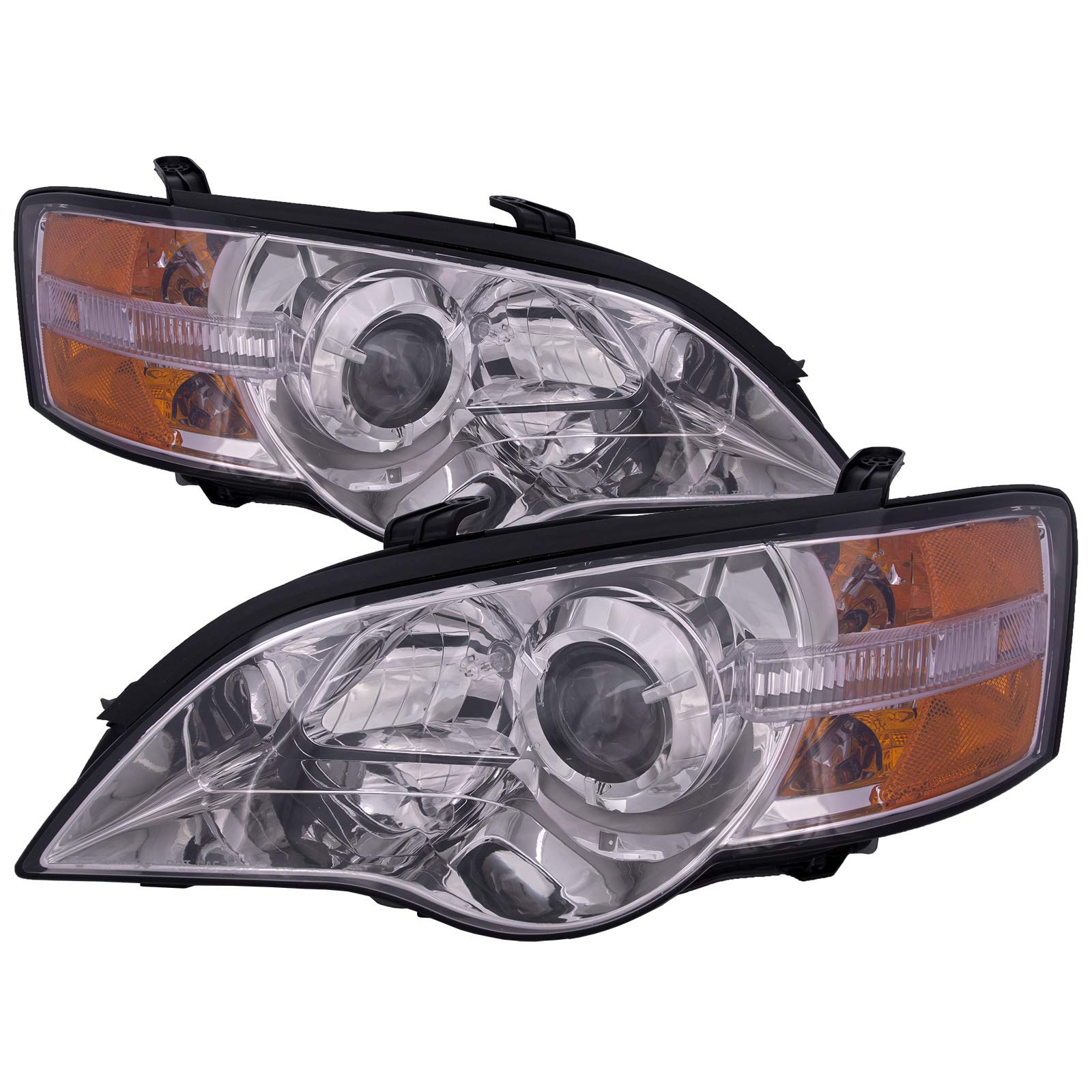 PERDE Headlights Compatible with Subaru Legacy And Outback 2005-2007 Chrome Housing Halogen Includes Left Driver and Right Passenger Side Headlamps With Performance Lens