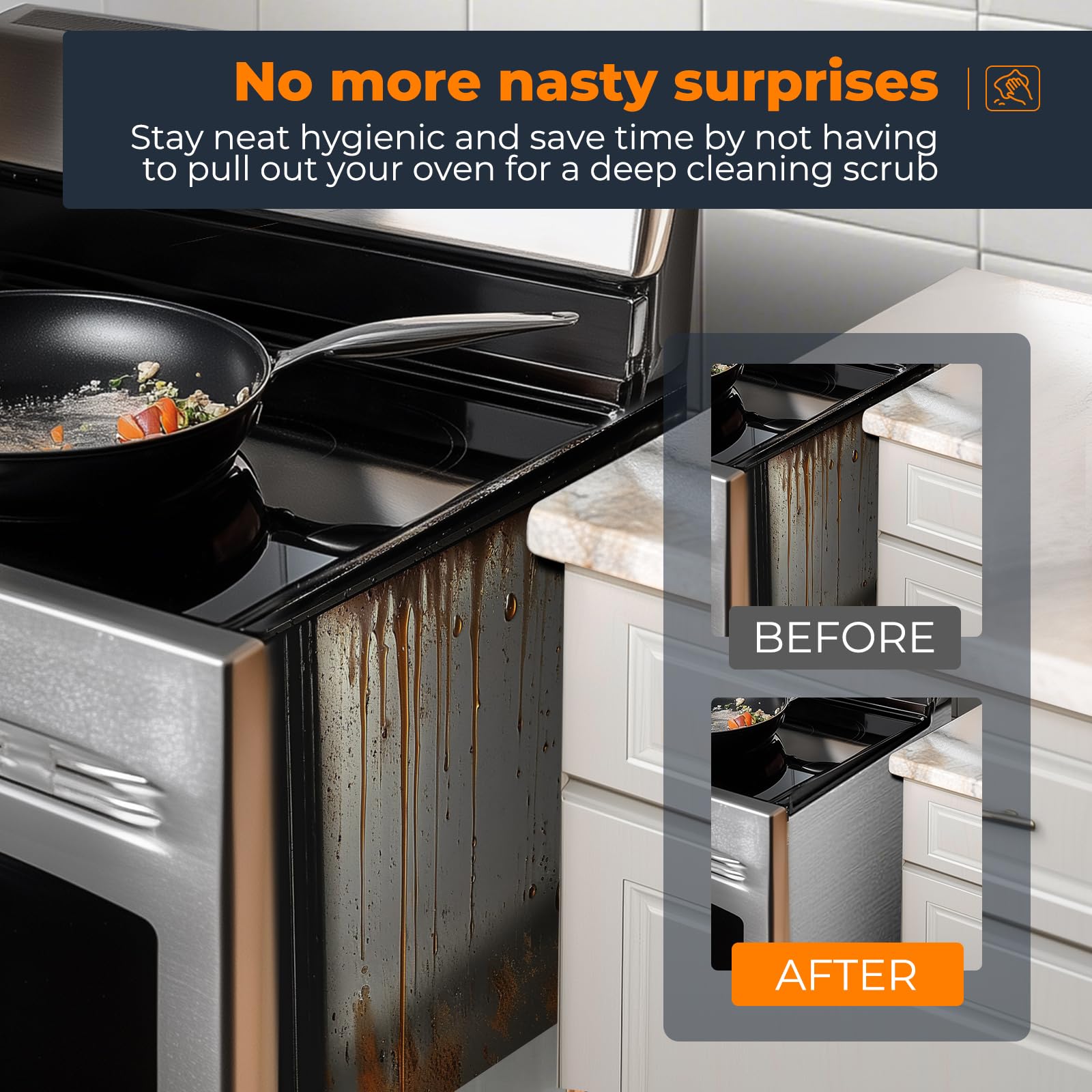 SEVCHY Silicone Stove Gap Covers (2 pack), Oven Gap Filler, Heat Resistant Stove Gap Filler, Seal Gap between Stovetop and Counter, Easy Clean (21 inch, Black)