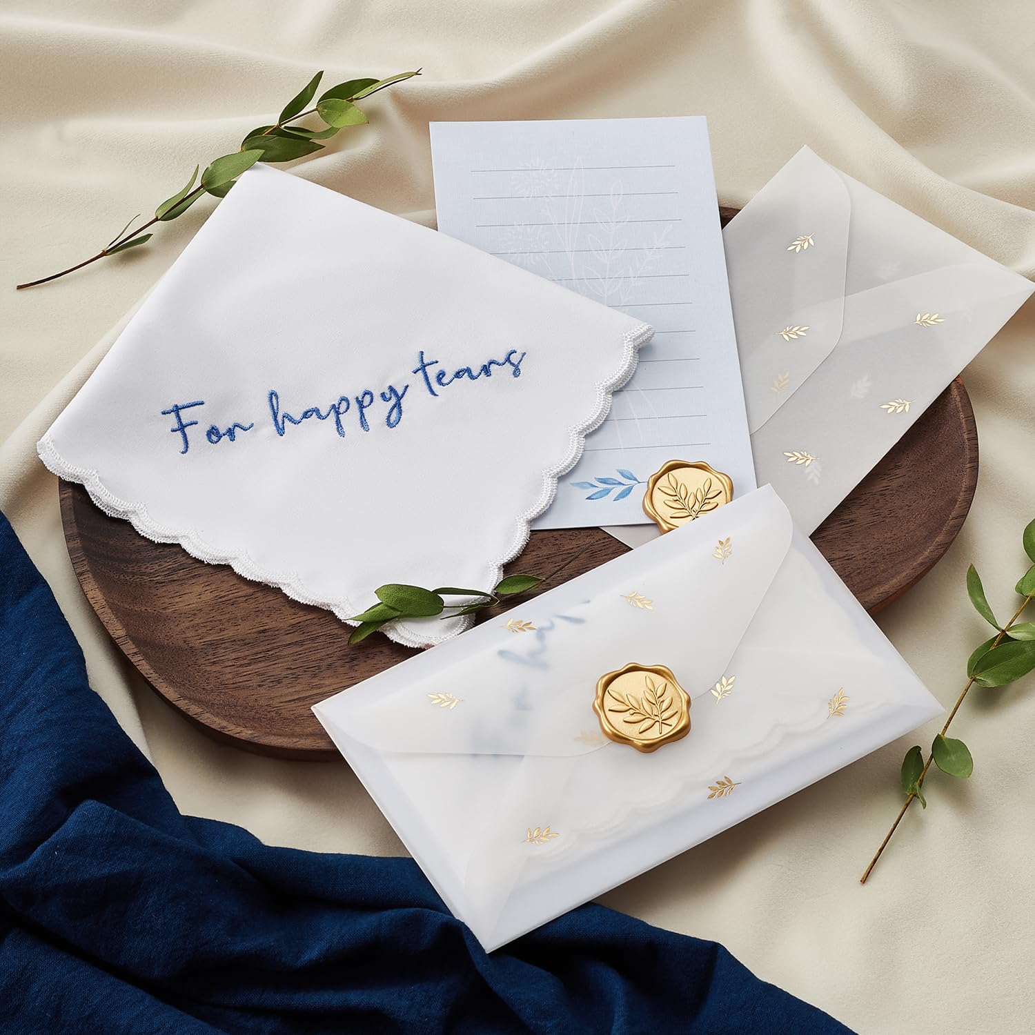 Mother of the Bride Gifts Happy Tears Wedding Handkerchief Something Blue for Bride on Wedding Day (Happy Tears)