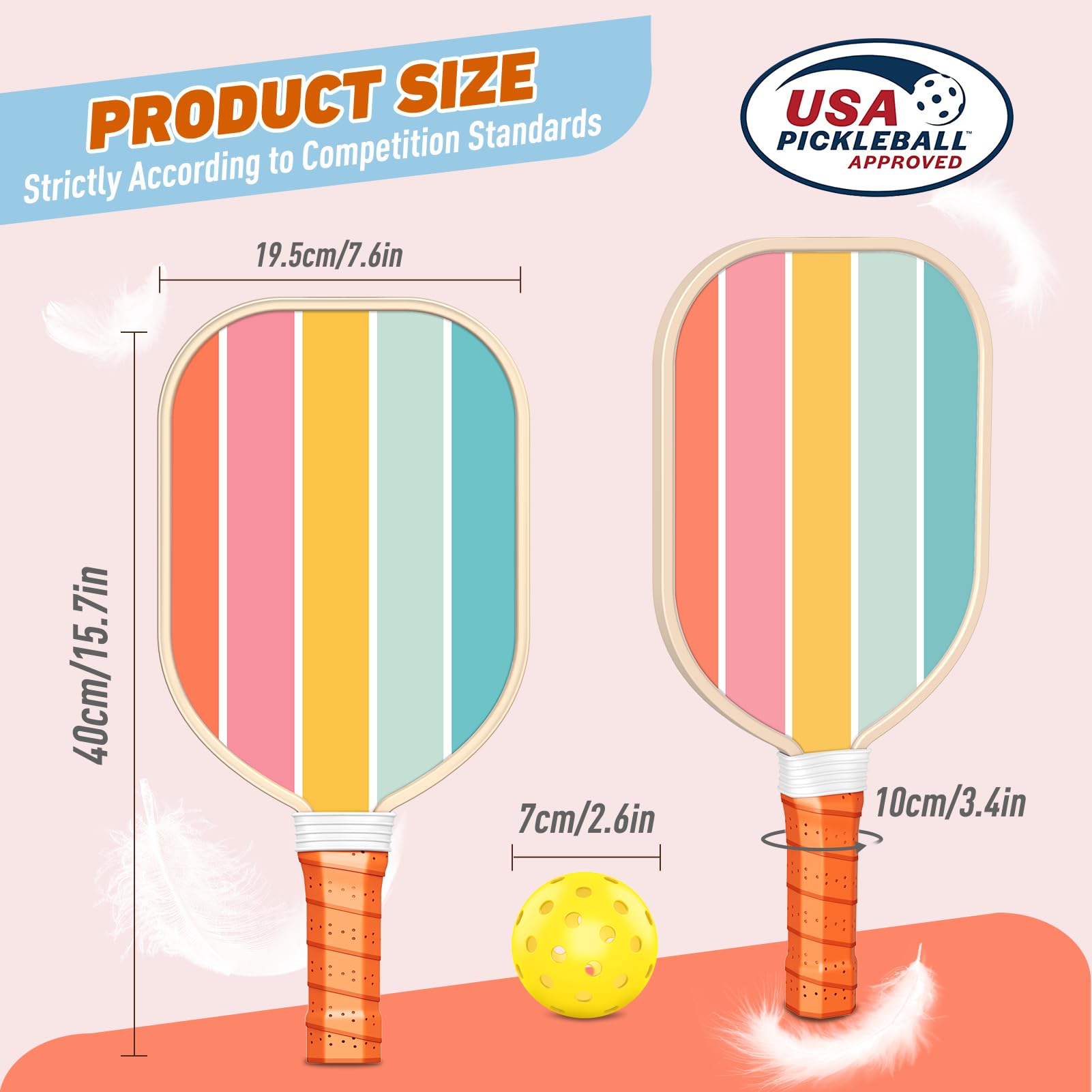 Pickleball Paddles Set of 4, USAPA Approved Premium Wood Pickleball Set with 4 Pickleball Balls and 1 Carry Bag Pickleball Rackets with Ergonomic Cushion Grip for Beginner & Pros Gifts for Women Youth