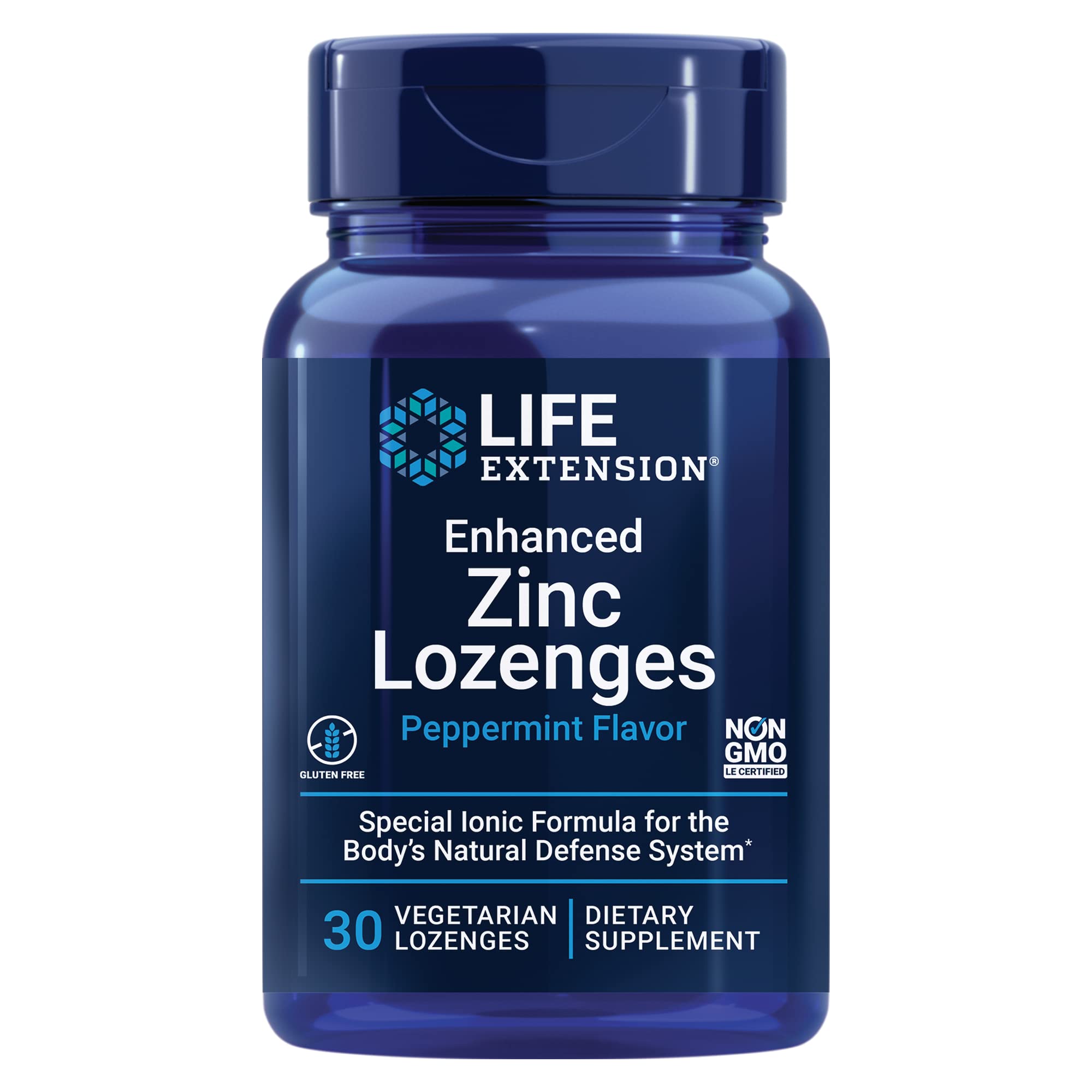 Life Extension Enhanced Zinc Lozenges, zinc Acetate, Optimal Immune Support, Strong Immune Response, Ionic zinc, Non-GMO, Gluten-Free, Vegetarian, 30 lozenges