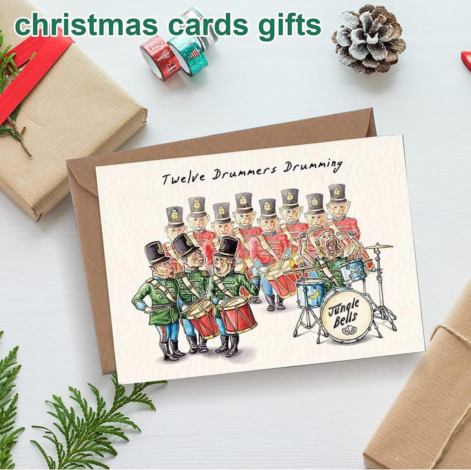 SWAGGIFT Twelve Days of Christmas Card Set,12 Pcs Quirky Funny Christmas Cards Card with Your Custom Message and Envelopes, Christmas Countdown Gift Card Set