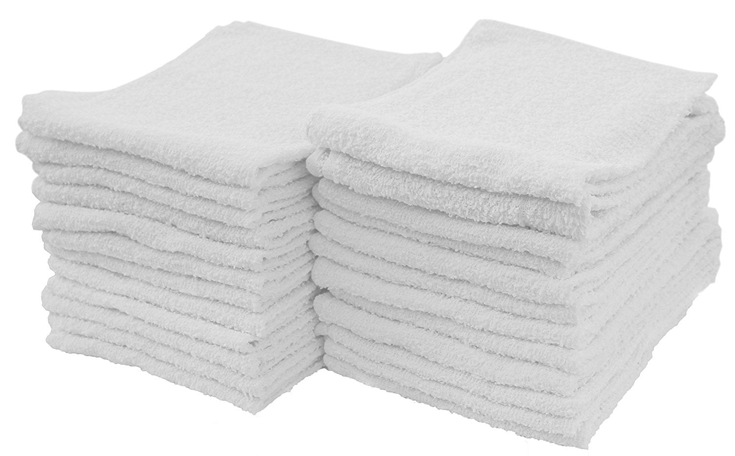 S&T INC. Multipurpose Cotton Terry Cleaning Towels for Home, Car, Automotive, and Garage Cleaning Supplies, 14 Inch x 17 Inch, White, 24 Pack