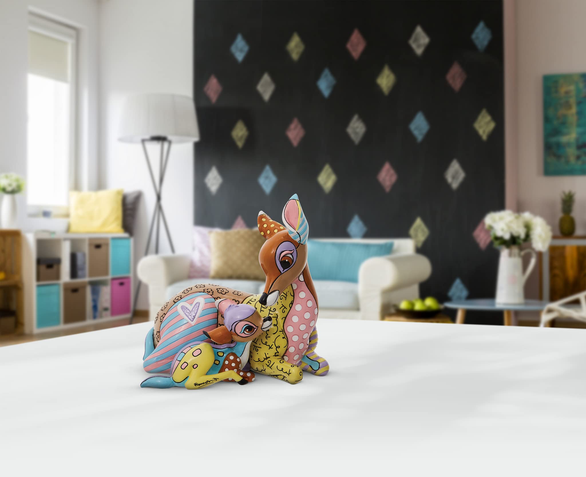 Enesco Disney by Romero Britto Bambi and Mother Figurine, 5.7 Inch, Multicolor