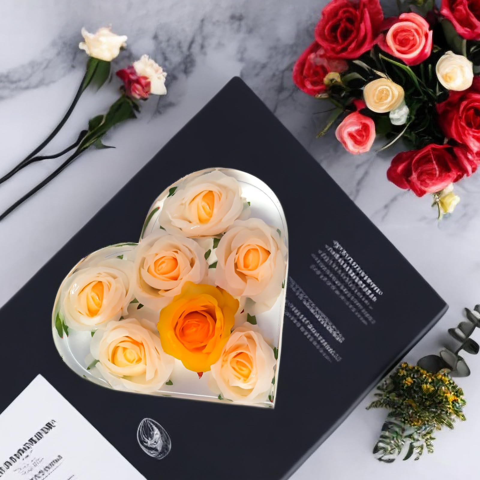 YOILES Resin Molds Silicone,Epoxy Resin Casting Craft Mold for Flower Preservation Bookends DIY Art (Large, Heart)