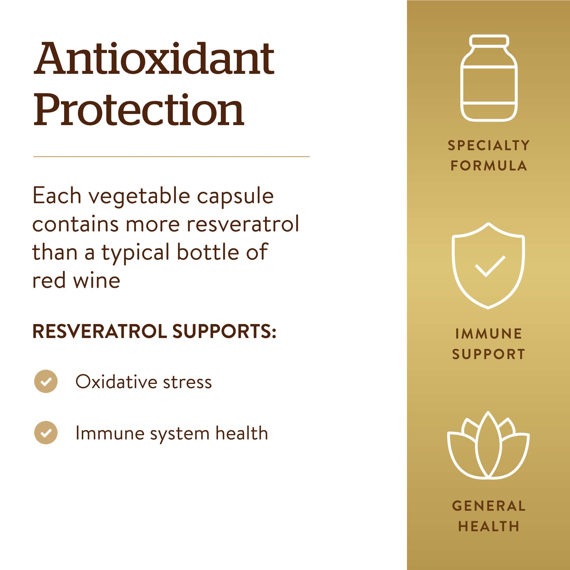 Solgar Resveratrol 500 mg, 30 Vegetable Capsules - Antioxidant Protection - Gluten Free, Dairy Free - 30 Servings