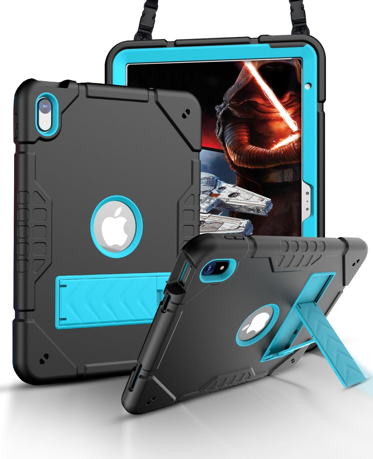 KepaiTok Case for iPad 10th Generation 10.9-inch 2022, iPad 10th Case with Kickstand, 2 in 1 Heavy Duty Shockproof Rugged Protective Cover with Built-in Stand(Black Blue)