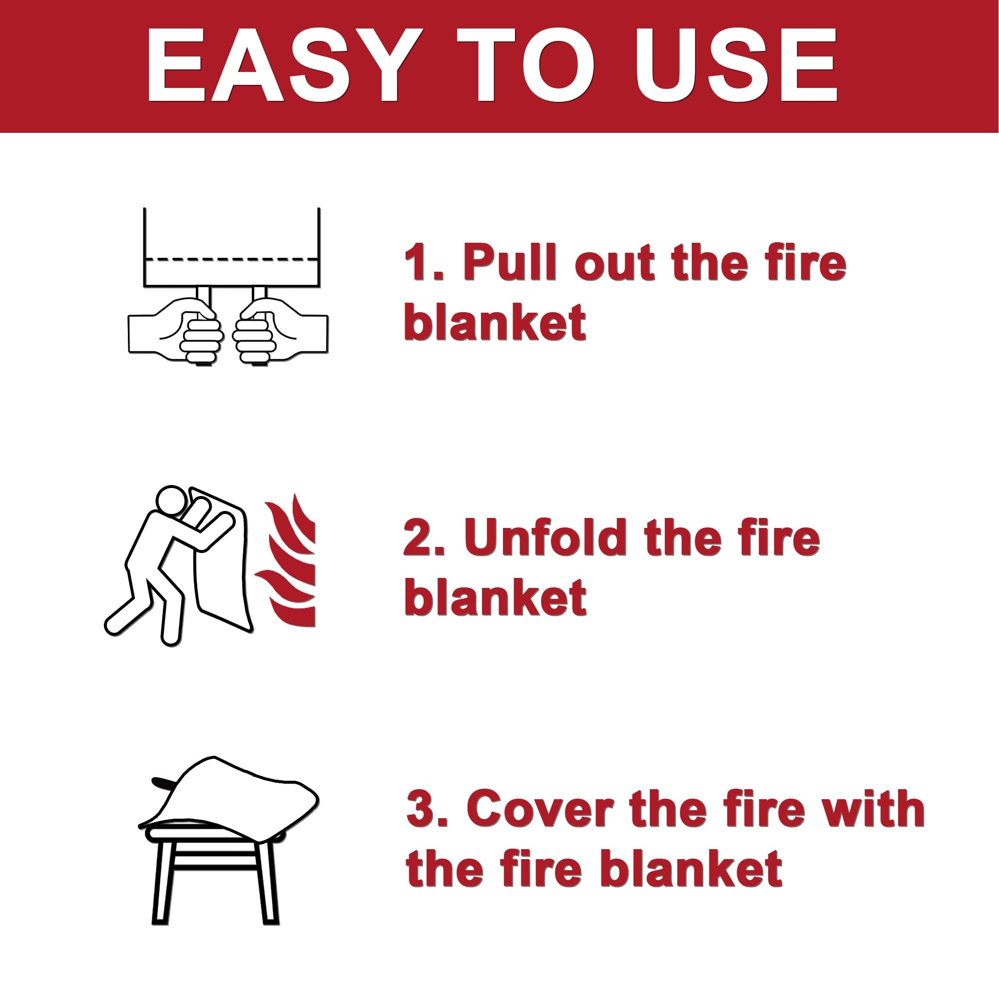 Safewayfire Emergency Fire Blanket - 4 Pack - Fiberglass Fire Blanket for Home, 39.4'' x 39.4'' Fire Suppression Blanket for Kitchen