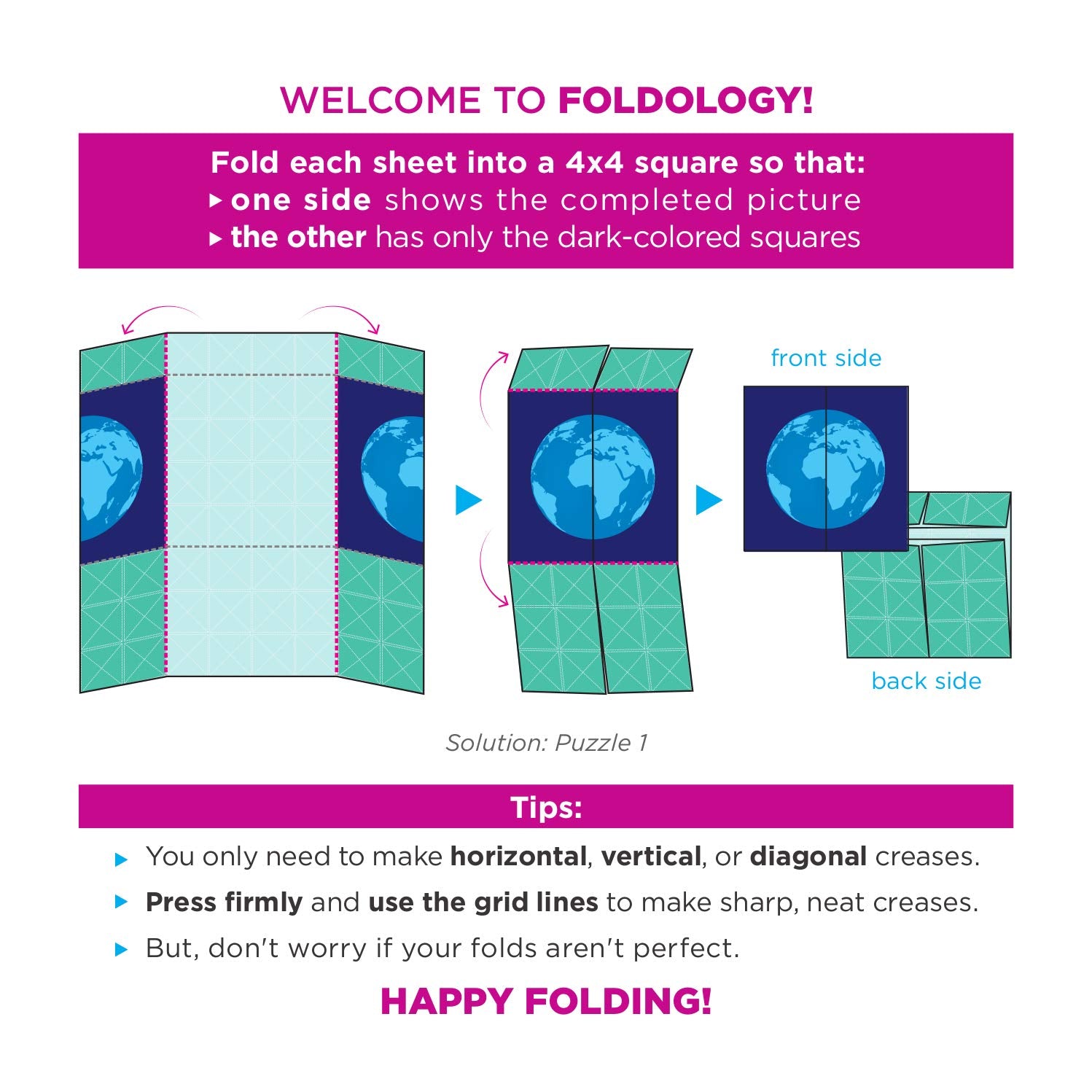 FOLDOLOGY - The Origami Puzzle Game! Stocking Stuffers for Tweens, Teens & Adults. 100 Challenges, Ages 10+. Hands-On Brain Teasers. Fold The Paper to Complete The Picture