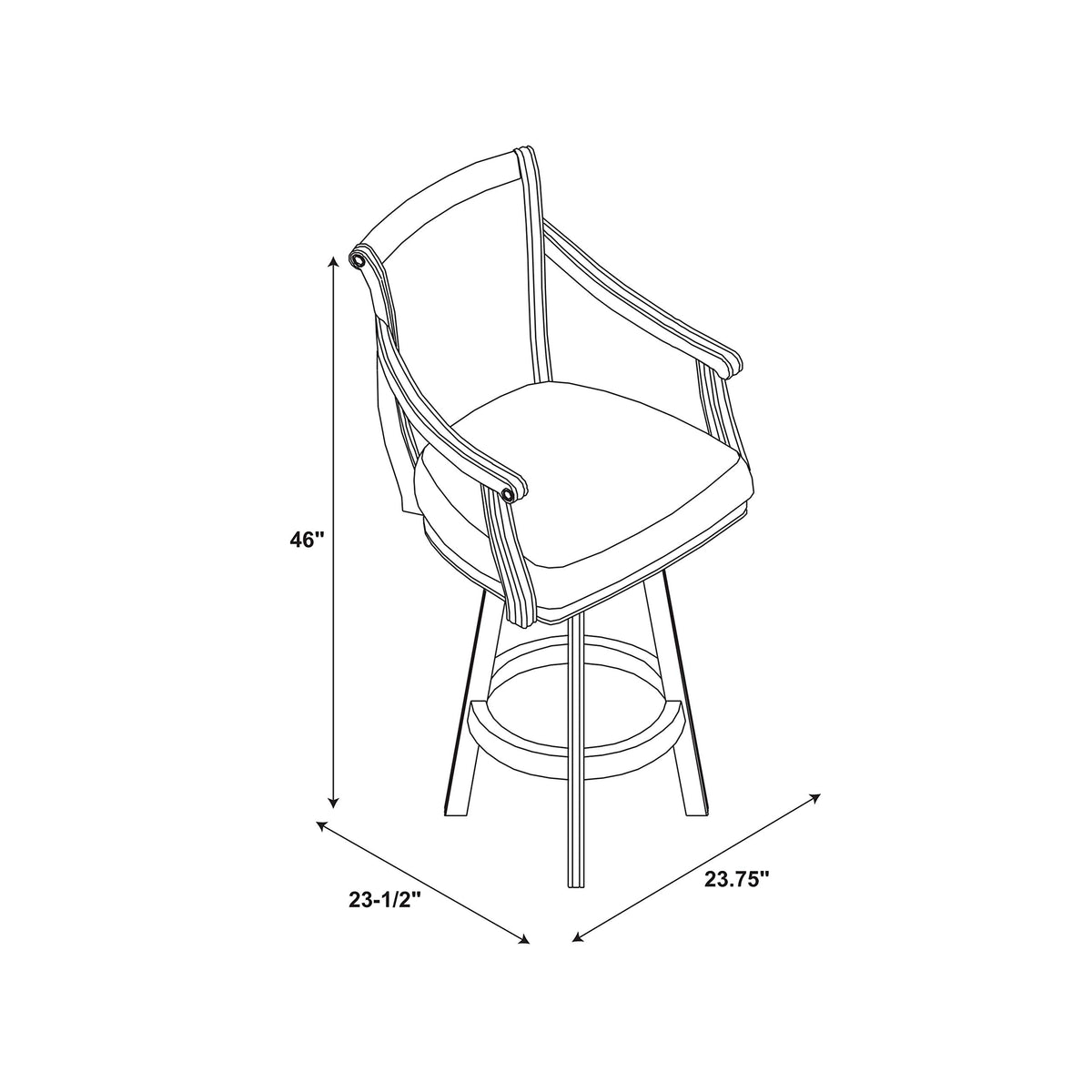 Powell Furniture Brandon Swivel Arm Barstool with Extra Padded Upholstered Seat by Powell, Bar Height, Cherry Brown
