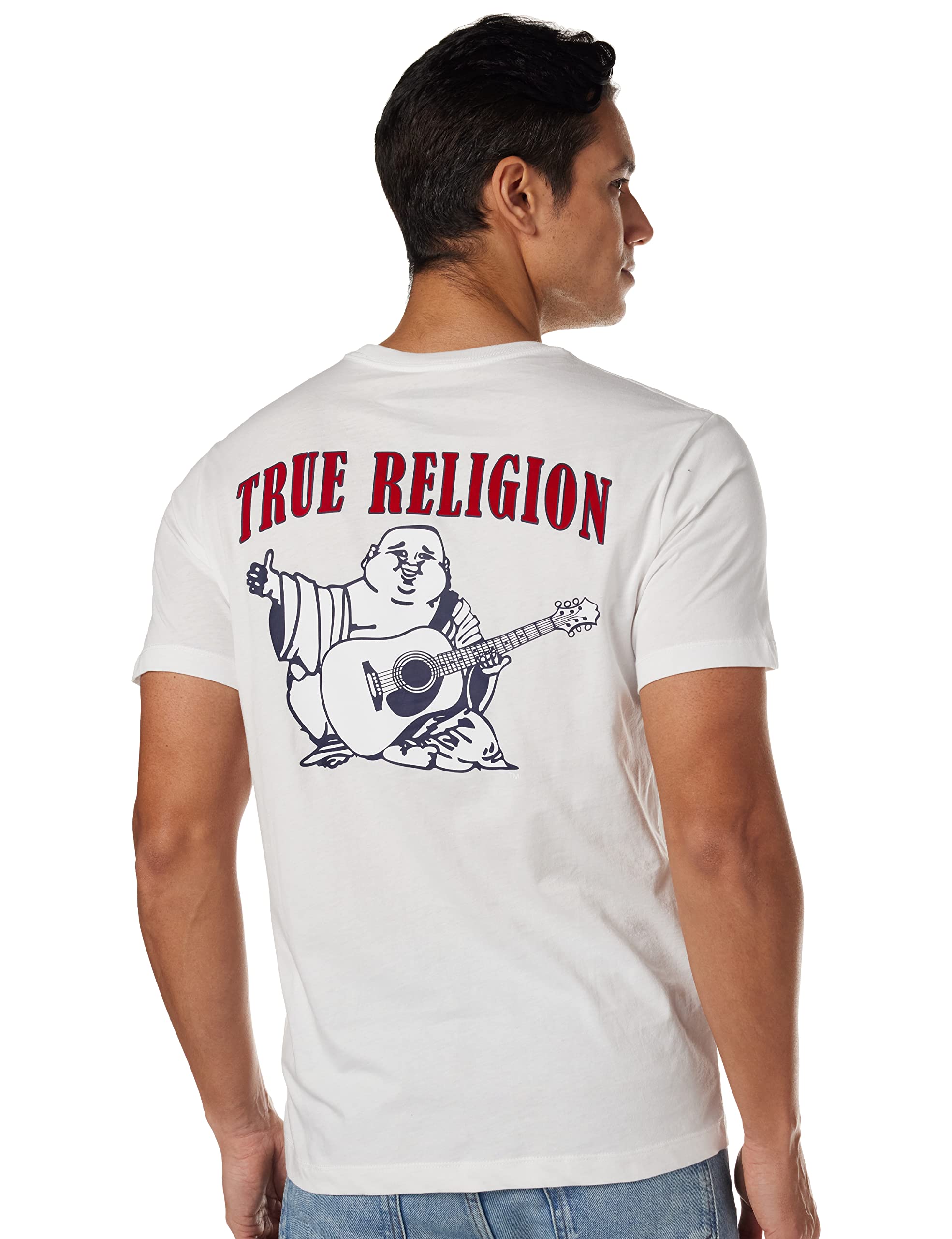 True Religion Men's Buddha Logo Crew Neck Tee, White, XX-Large