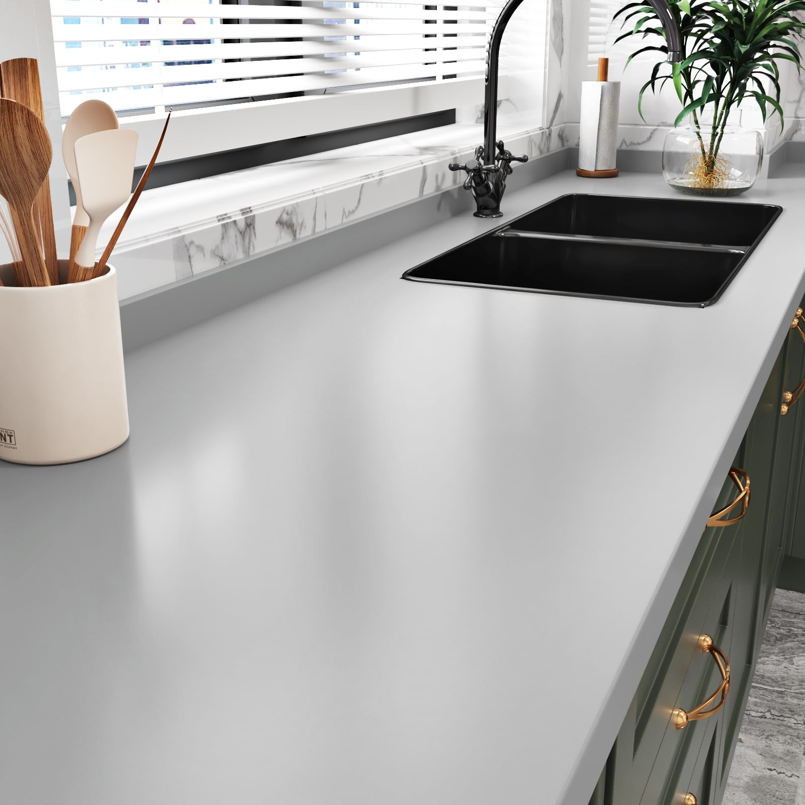 Grey Wallpaper Peel and Stick for Bedroom 15.8" x 118" Solid Grey Self Adhesive Contact Paper for Cabinets Walls Temporary Vinyl Removable Wallpaper Peel and Stick Countertops Waterproof Shelf Liner