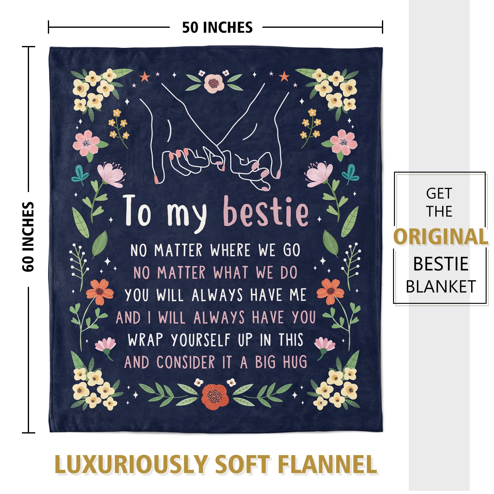 GiltGlimmer Friendship Gifts for Women Mothers Day, Best Friend Birthday Gifts for Women, Best Friend Blanket Gift, to My Bestie Throw Blanket for Christmas 60" x 50"
