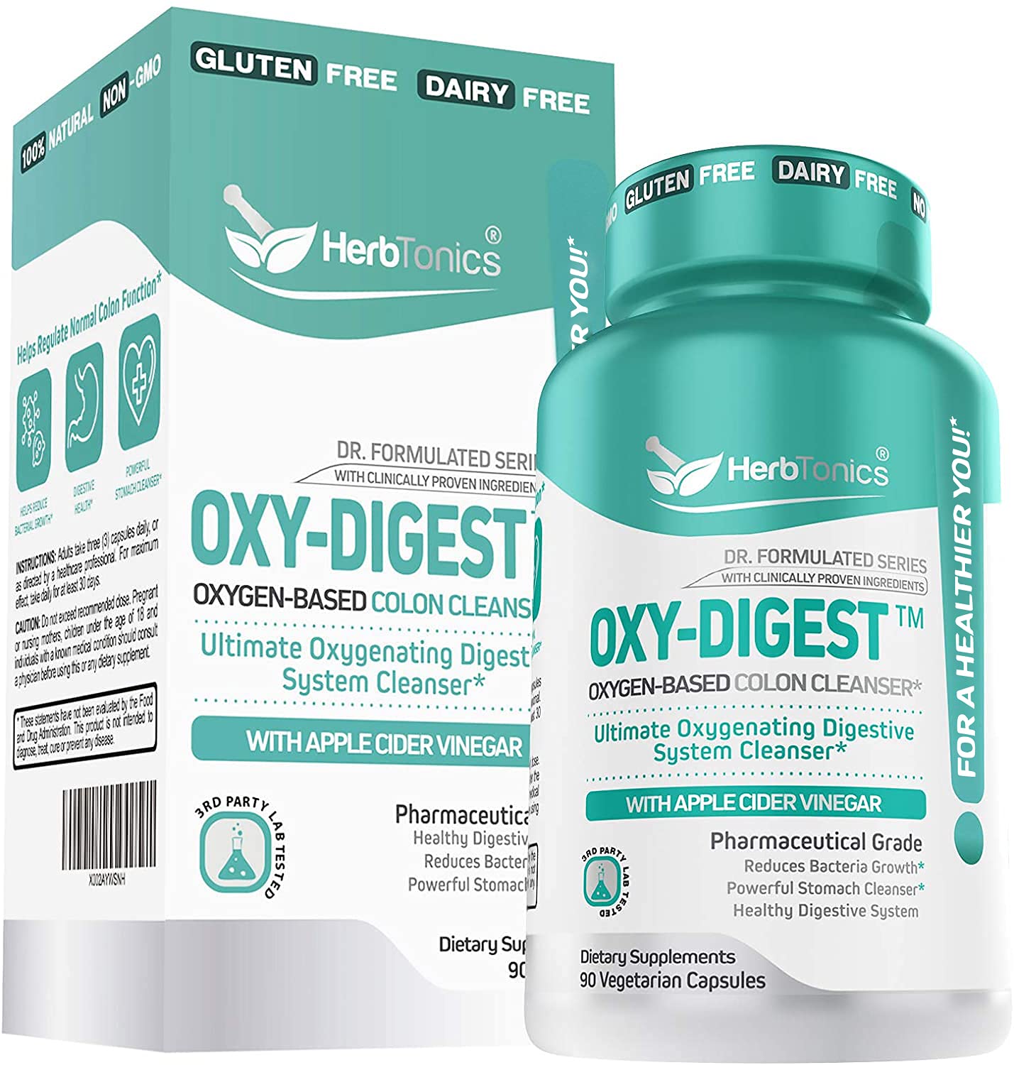 Herbtonics Apple Cider Vinegar Plus Keto BhB Salts with OxyDigest Bundle