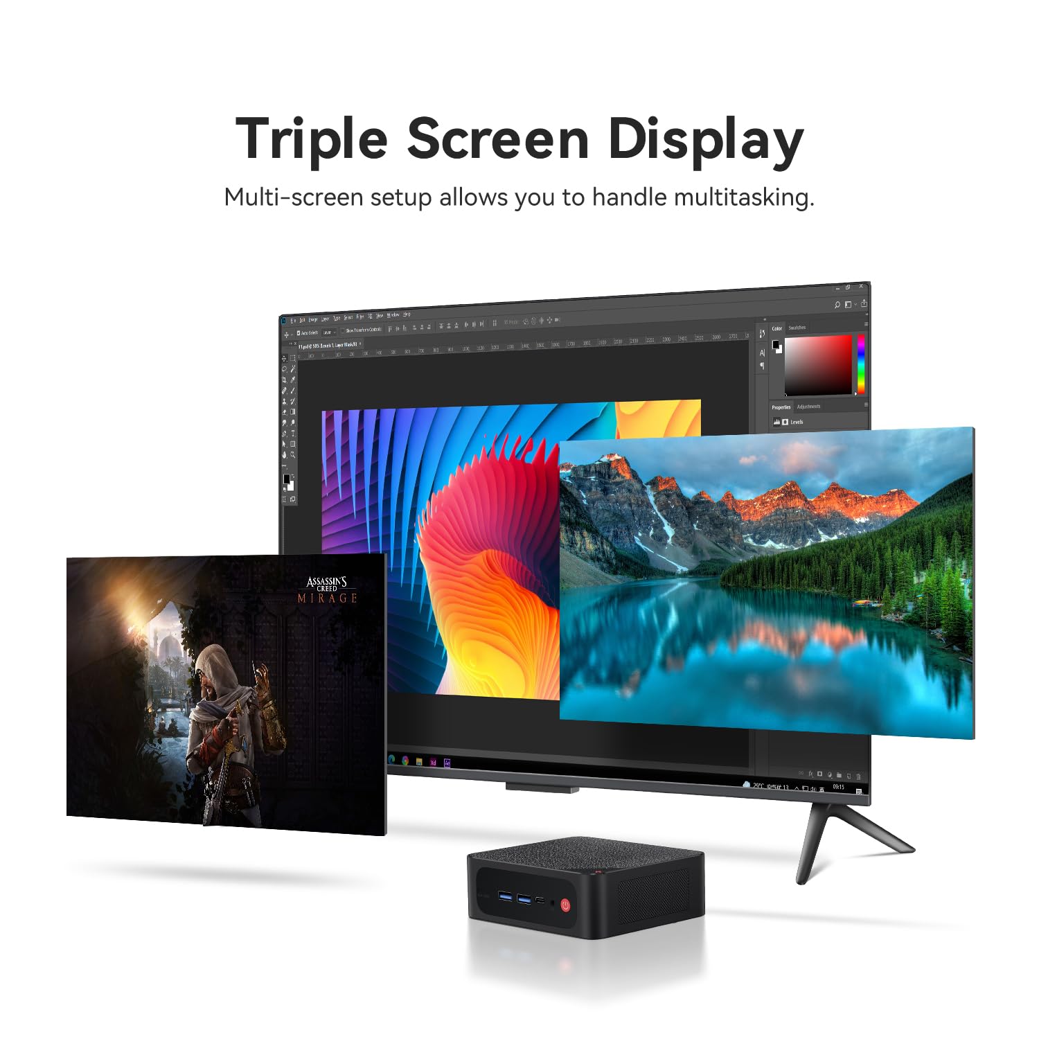 Beelink Mini PC, AMD Ryzen 7 5800H (8C/16T, up to 4.4GHz),16GB DDR4 500GB M.2 NVME SSD, SER5 MAX Mini Desktop Computer 4K@60Hz Triple Display