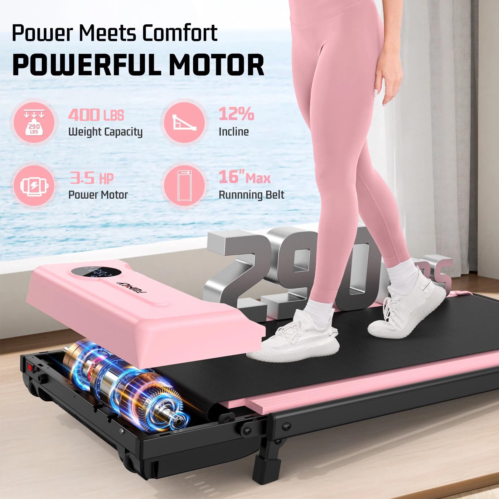 FUNMILY Foldable Walking Pad with Handle Bar, 4 in 1 Under Desk Treadmill with Incline, 2025 Upgraded Smart Folding Treadmill for Home/Office, Ultra-Quiet