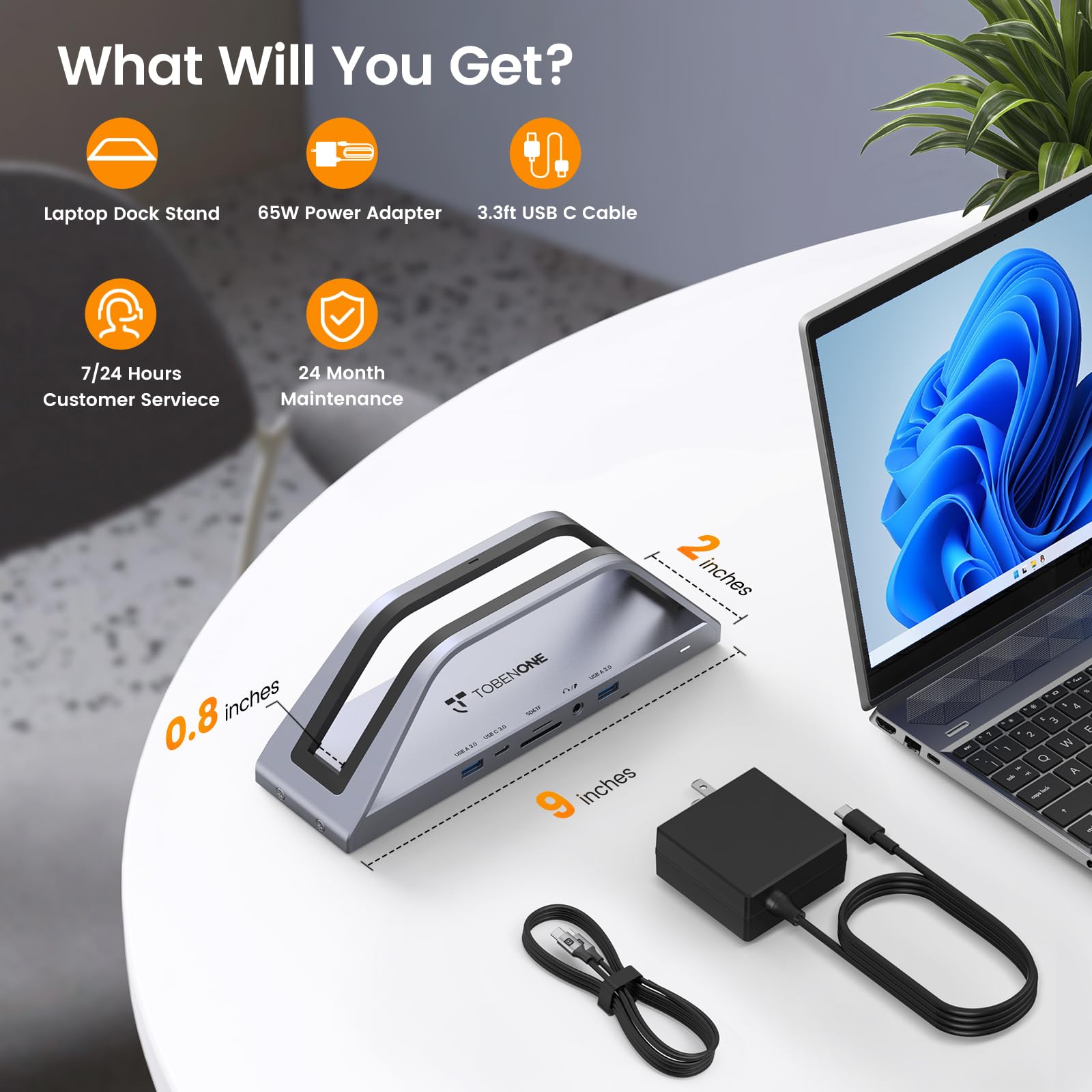 TobenONE USB C Docking Station Dual 4K Monitor for Thunderbolt and USB-C Windows and Mac M1 M2 M3,and ChromeOS, Universal USB C Dock with Dual 4K HDMI, Power Adapter, 6 USB, RJ45