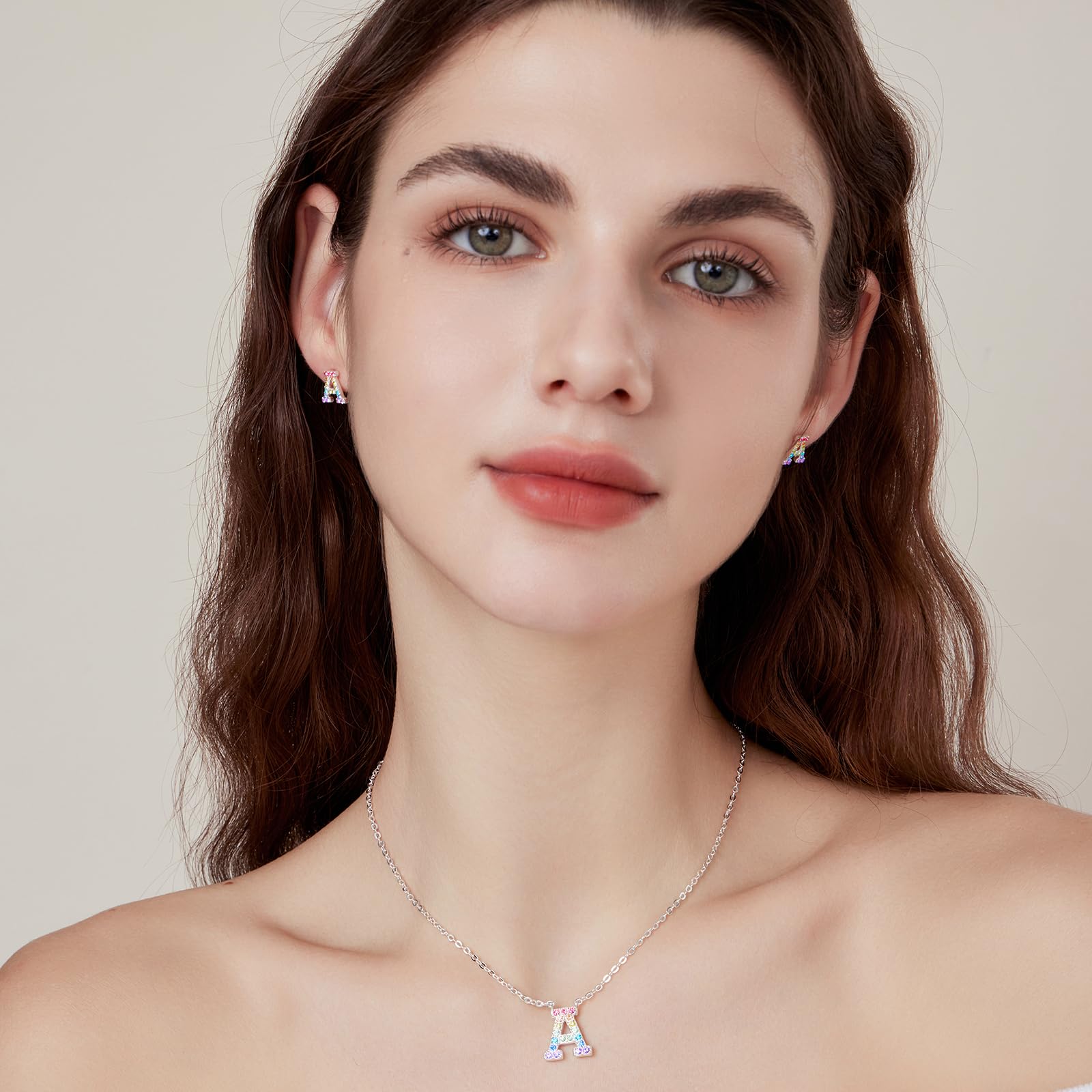 Dixbix Women Girls Initial Letter Necklaces,Initial A Birthstone Necklace Jewelry Gifts for Women (A)