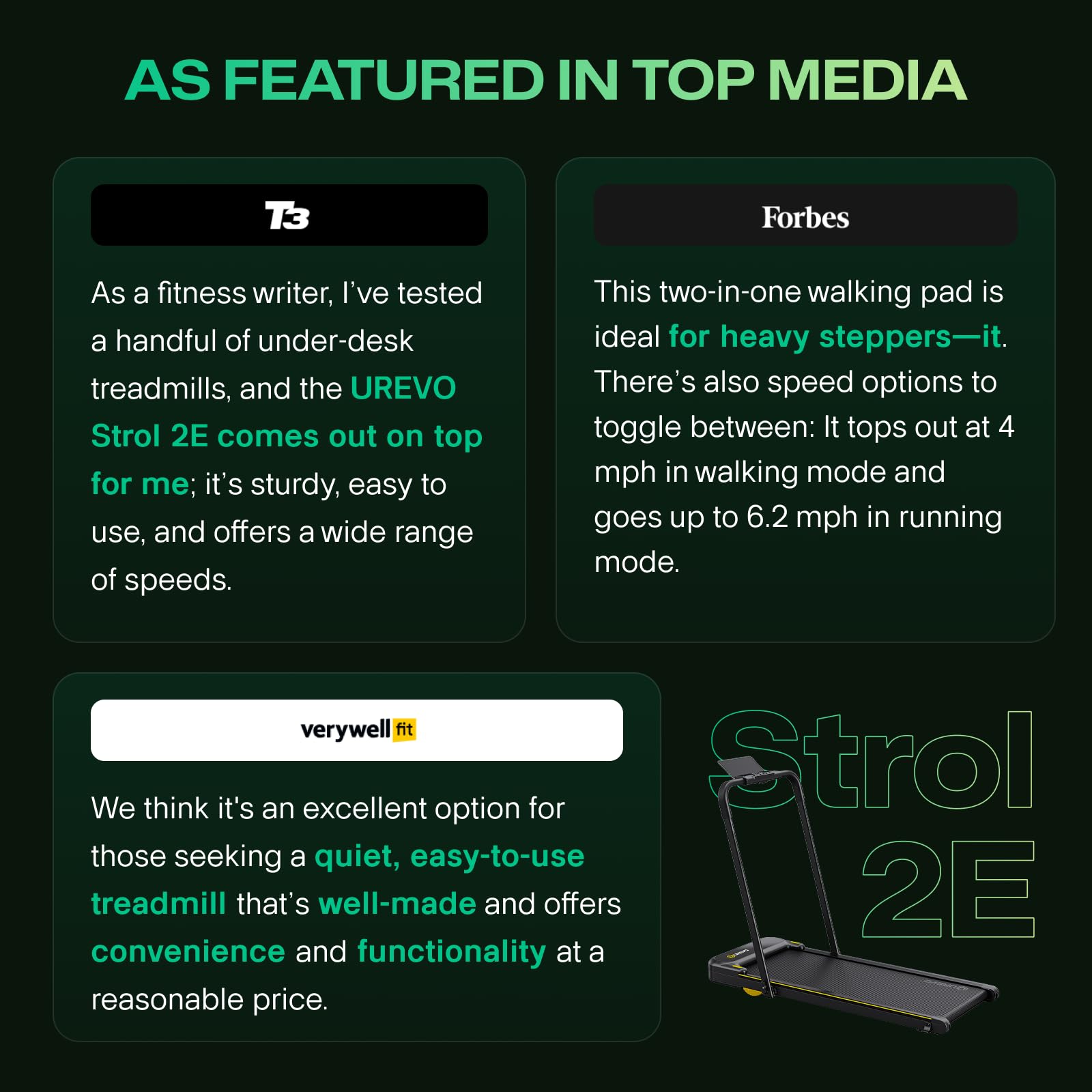 UREVO Smart 2-in-1 Folding Treadmill, Compact Walking Pad with Safety Handle, Plug and Play, Dual LED Display, Workout APP, Walking or Running for Home Office, Remote Included