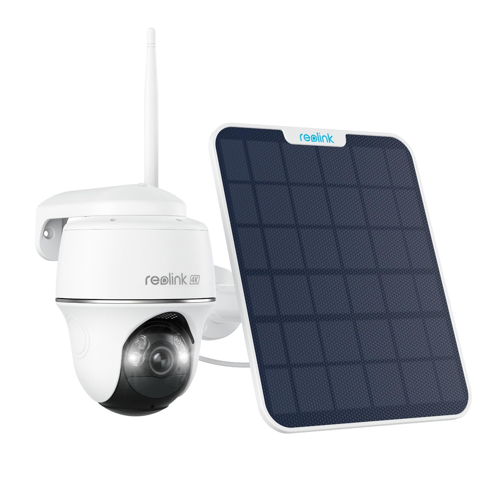 REOLINK First 4K Solar Security Cameras Wireless Outdoor, Argus PT 4K+ 6W Solar Panel, 360° Pan Tilt Solar Battery Outdoor Camera with 8MP Color Night Vision, 2.4/5 GHz Wi-Fi, No Monthly Fee