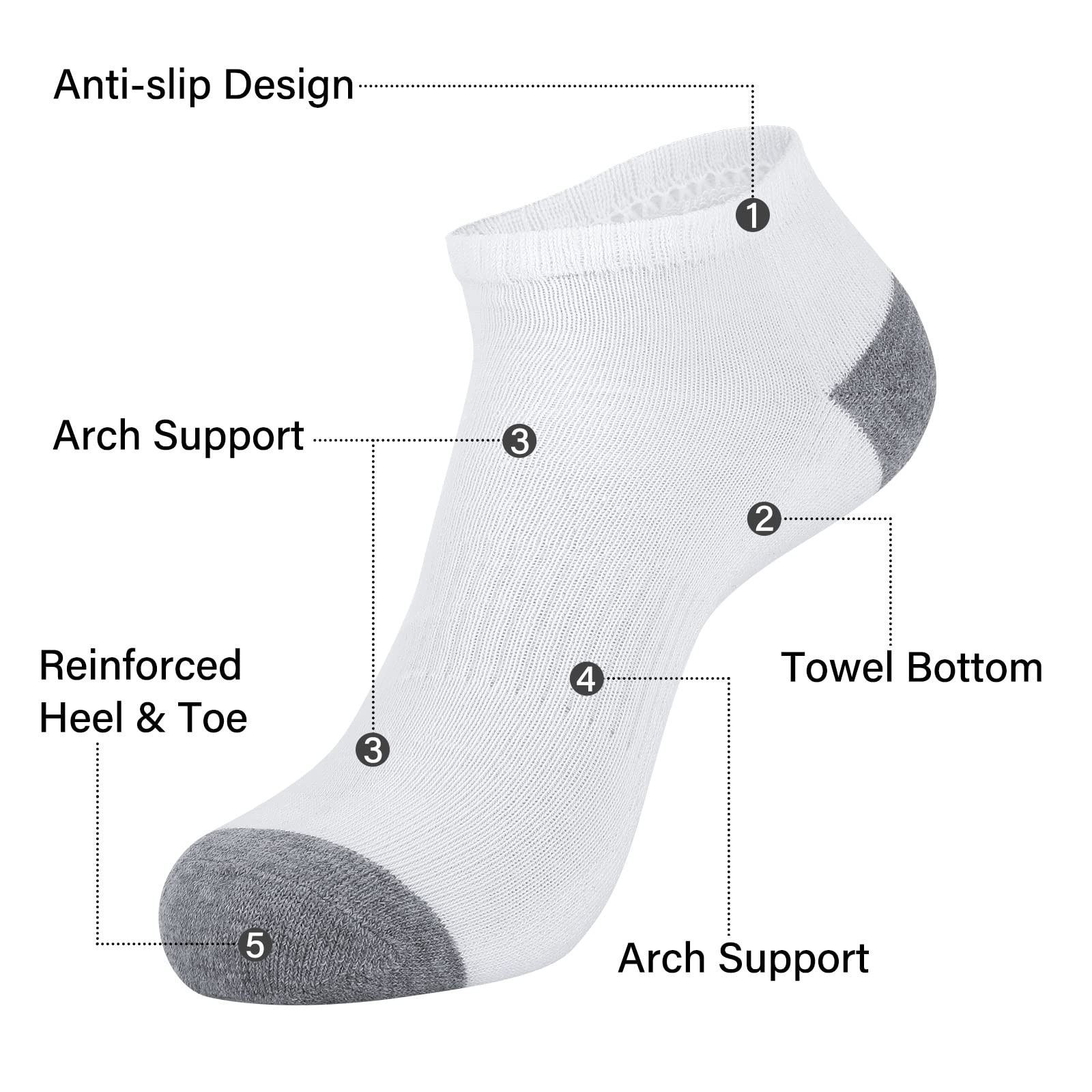 eallco 8 Pairs Mens Ankle Socks Low Cut Socks for Men Short Socks Size 10-13 Black