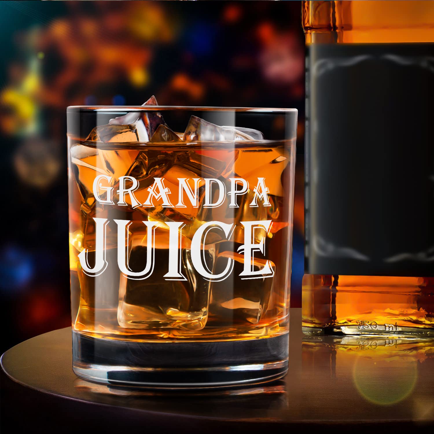 LIGHTEN LIFE Grandpa Juice Whiskey Glass 12 oz,Unique Grandpa Gifts in Valued Wooden Box,Funny Grandpa Gifts Ideas for New Grandpa,Birthday from Grandson,Granddaughter