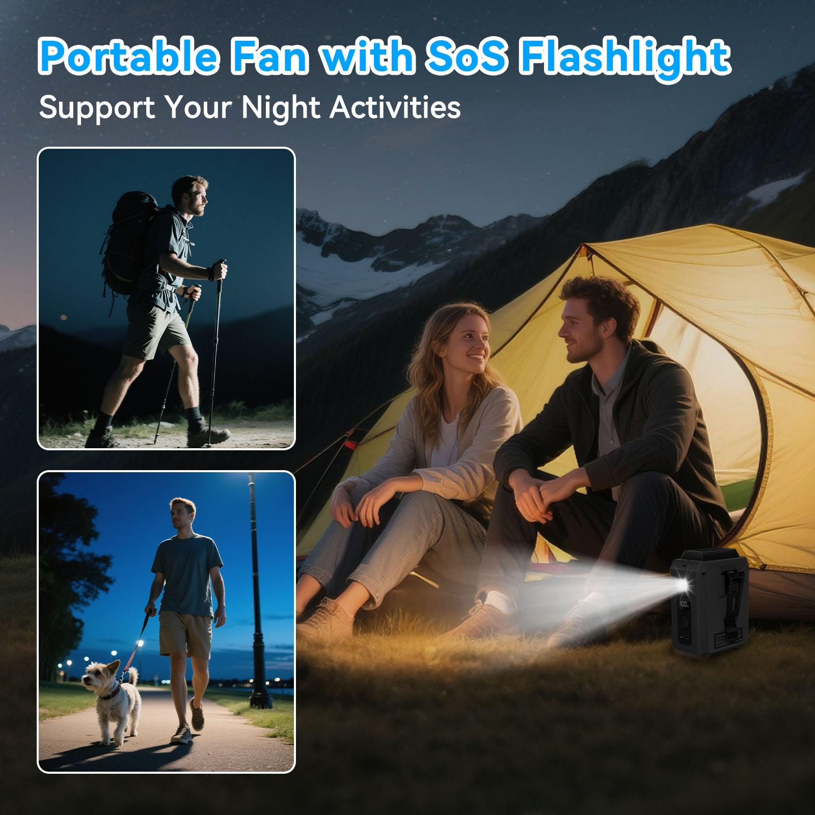 morsisho Portable Waist Fan 5000mAh Hands-Free Clip on Wearable Belt Neck Desk Personal Cooling Fan Rechargeable with 5 Speeds&Flashlight Lasting 20H for Outdoor Office Travel(Grey)
