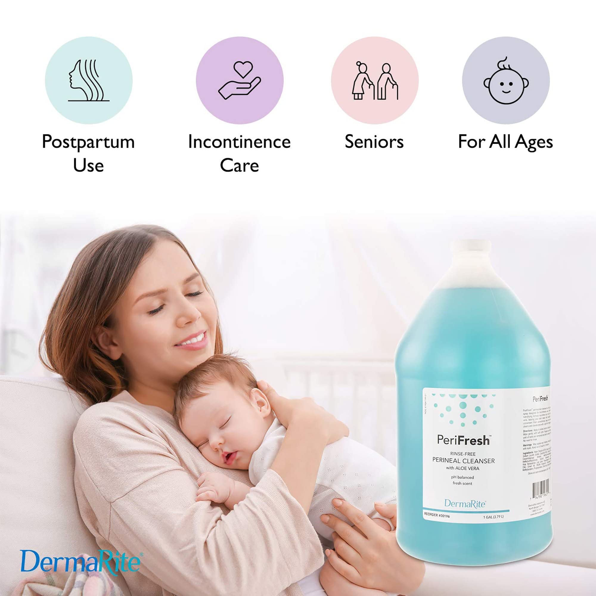 Dermarite PeriFresh Rinse-Free Perineal Cleanser 1 Gallon (128 Fl Oz)