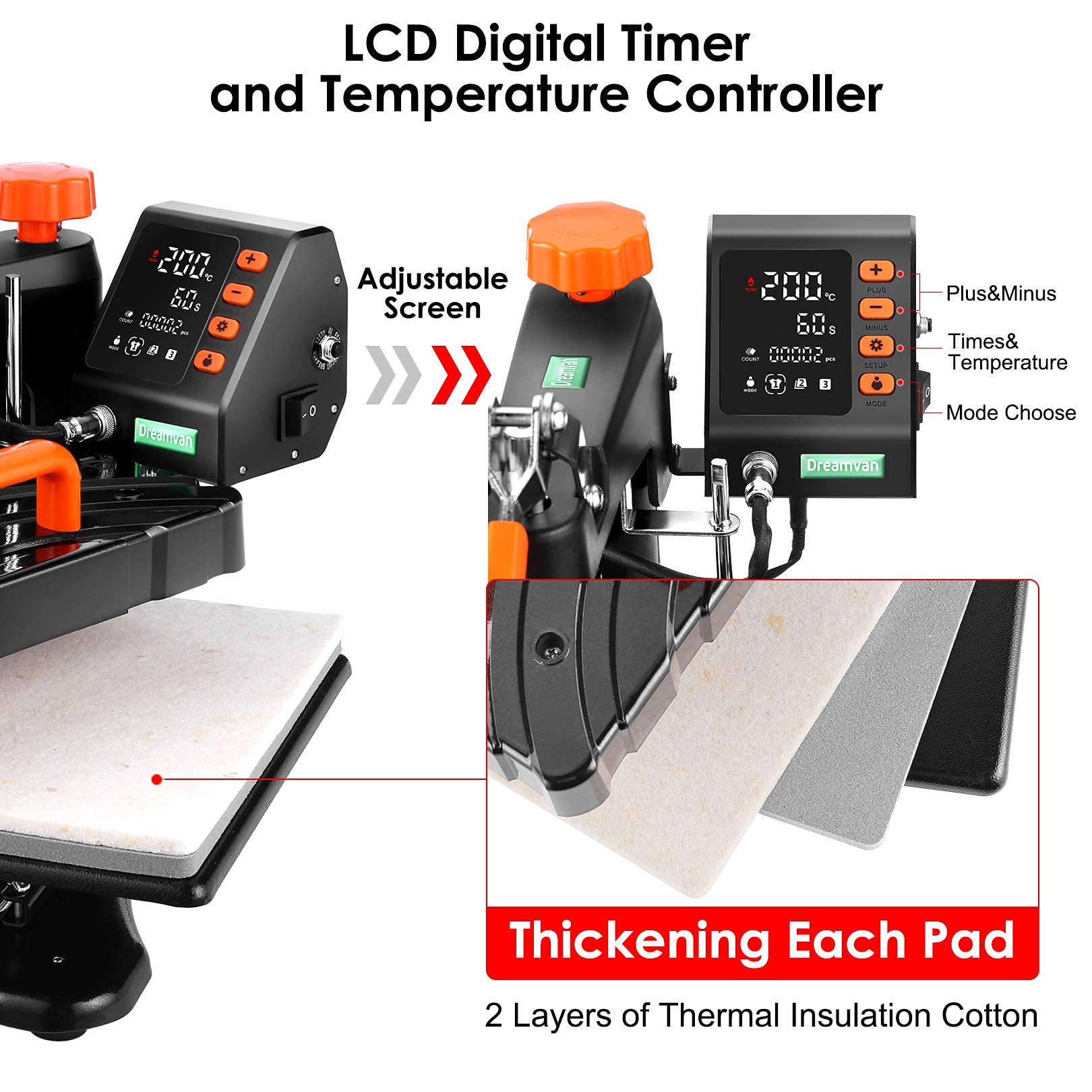 AKEYDIY Upgraded Heat Press Machine 8 in 1 Combo,Digital Multifunction Shirt Press Machine for T Shirts12"X15" Sublimation Machine 360-Degree Swing Away Dual-Tube Heating for DIY T-Shirts Cap & Mugs