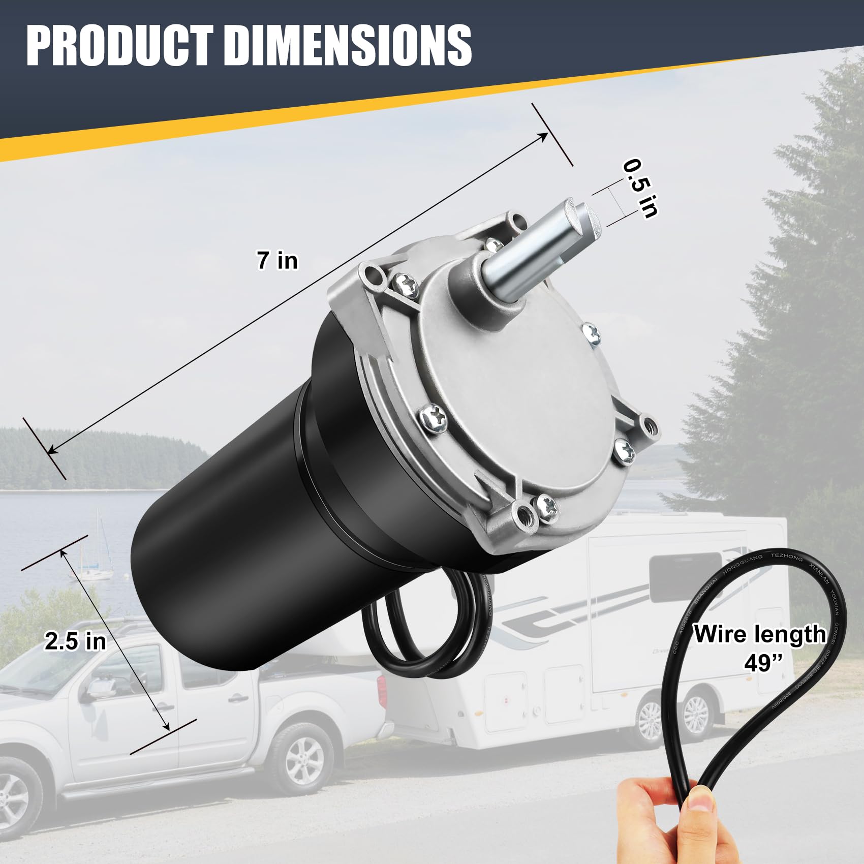 RV Rear Electric Stabilizer Jack Motor Compatible Lippert 337199 113407 352338 138445 369774 298707 178562 162307, Replaces #K01531A800 K01531-A800 K01285C800 K01285-C800