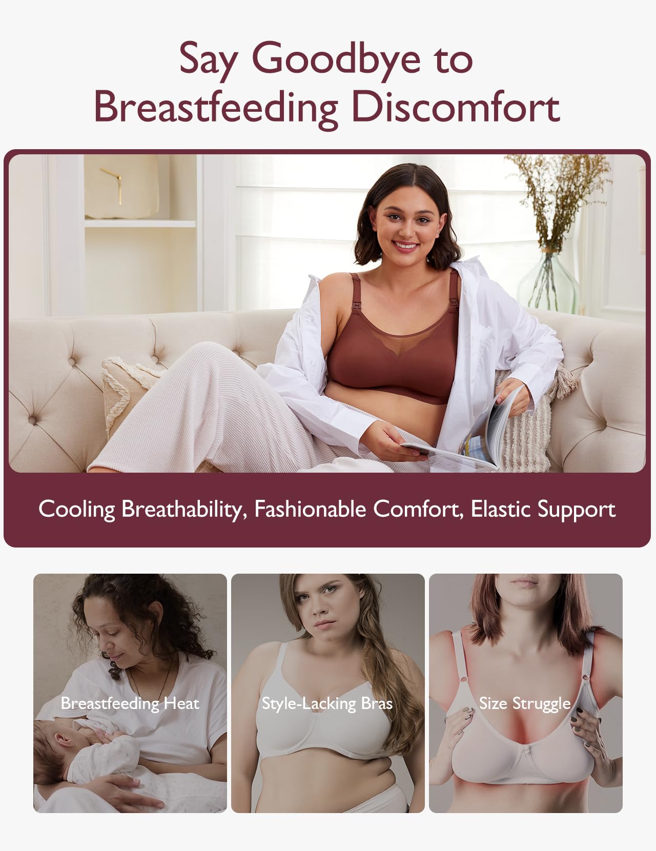 Momcozy Nursing Bras for Breastfeeding, Breathable Mesh Nursing Bras Comfort Maternity Bra Wireless Pregnancy Sleep Bra