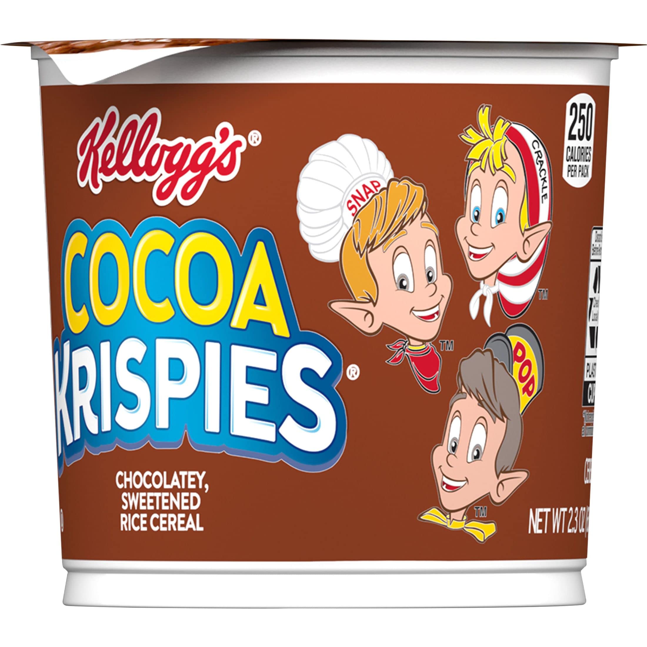 Kellogg's Cocoa Krispies Breakfast Cereal Cups, Kids Snacks, Cereal Cups to Go, Original, 27.6oz Case (12 Cups)