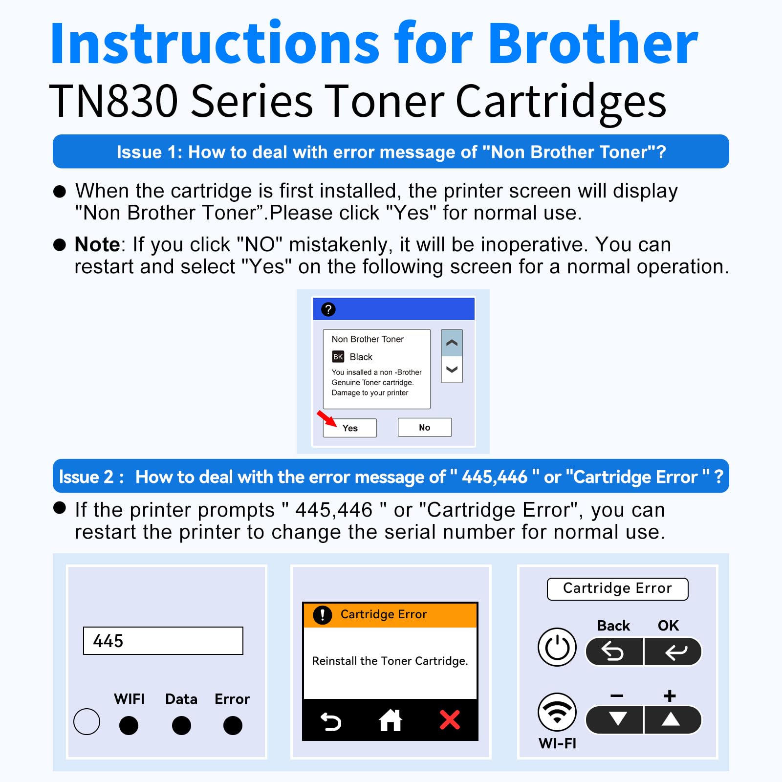 myCartridge Compatible Replacement for Brother TN830XL TN830 TN-830XL Toner for Brother Printer for HL-L2460DW DCP-L2640DW HL-L2405W MFC-L2820DW HL-L2400D HL-L2480DW MFC-L2820DWXL ,TN830XL 2PK