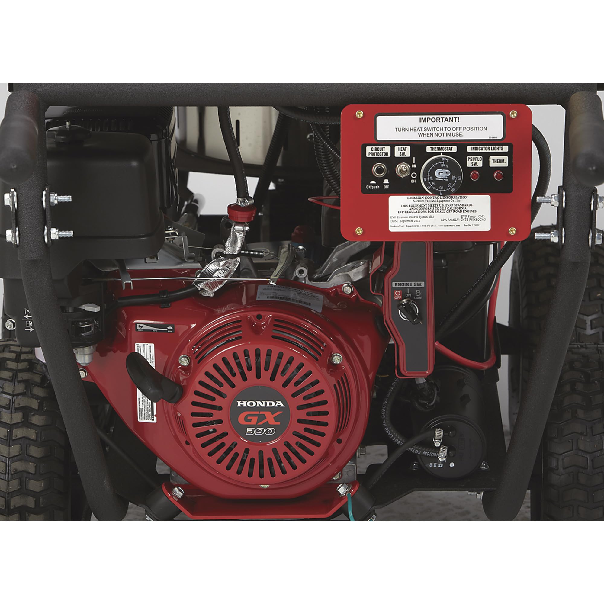 North Star Hot Water & Wet Steam Pressure Washer with Power Nozzles, Lance, Washing Gun, and Hose - Gas Powered, 3000 PSI, 4 GPM, Electric Start Honda Engine