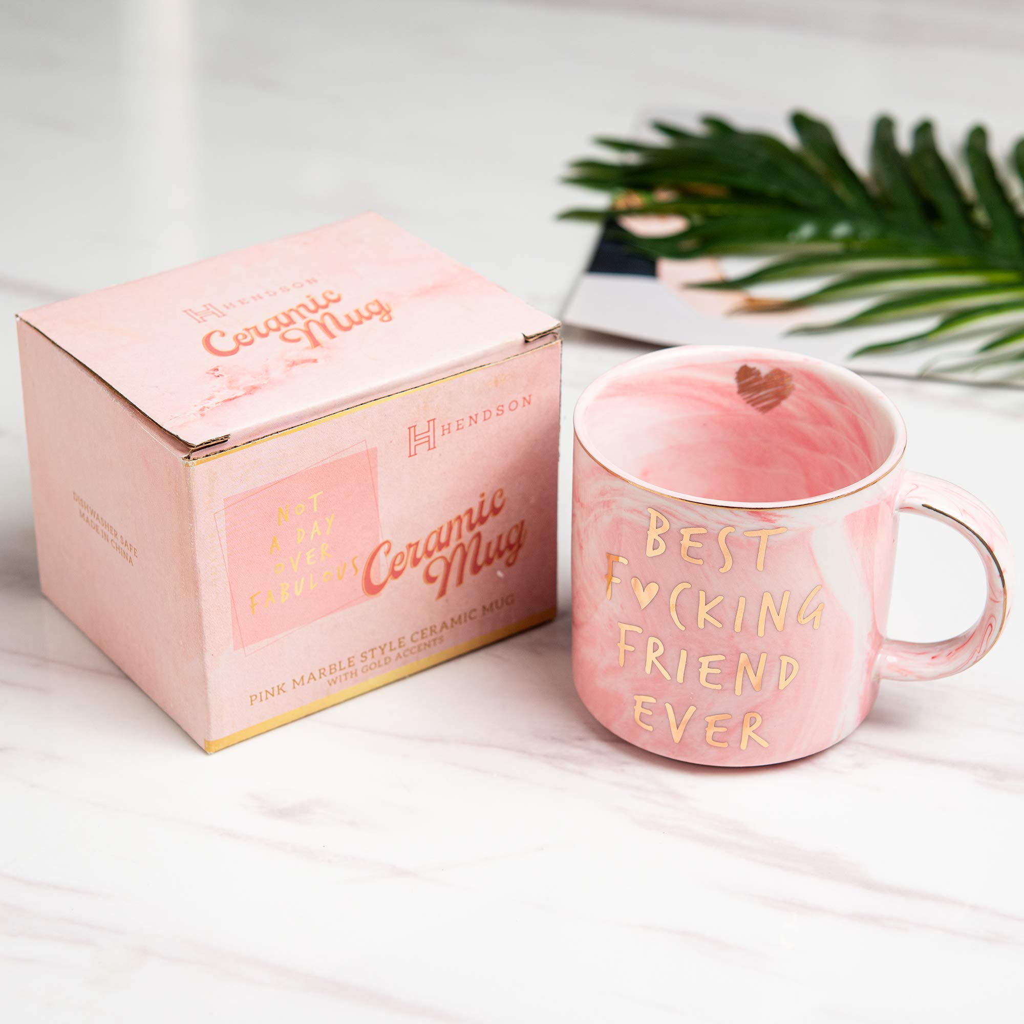 Best Friend Birthday, Christmas Gifts for Women - Best F Friend Ever - Funny Friendship Gifts for Women - Gifts for BFF, Bestfriend, Besties, Sister, Her, Woman - Pink Marble Mug, 11.5oz Coffee Cup