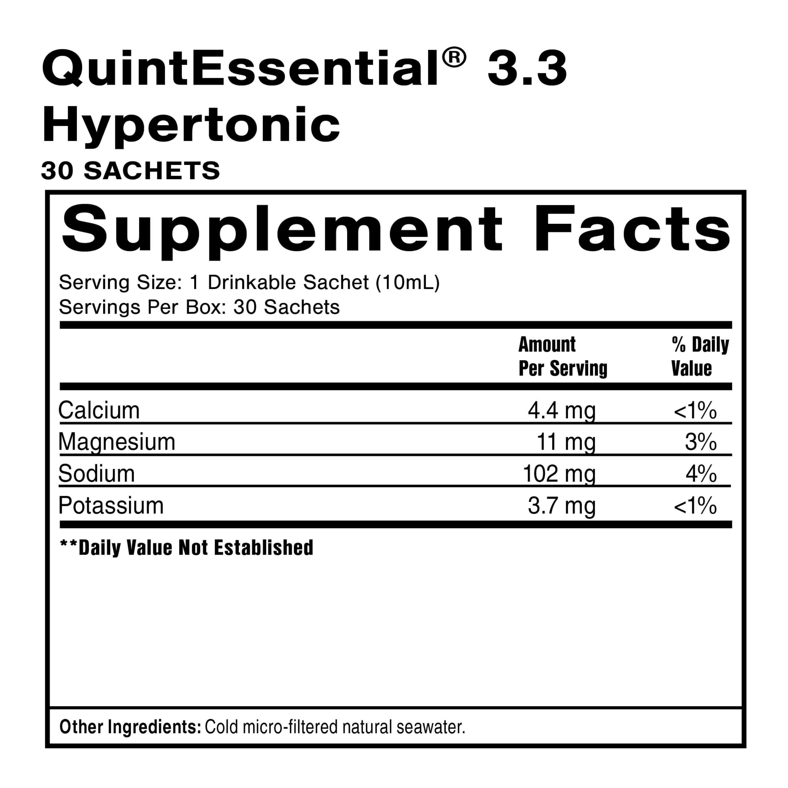 Quicksilver Scientific Original Quinton Hypertonic Solution - Sea Water Hydration - Liquid Minerals with Electrolytes for Muscle Recovery, Stamina+Mineral Replenishment (30 Single Serving Glass Vials)
