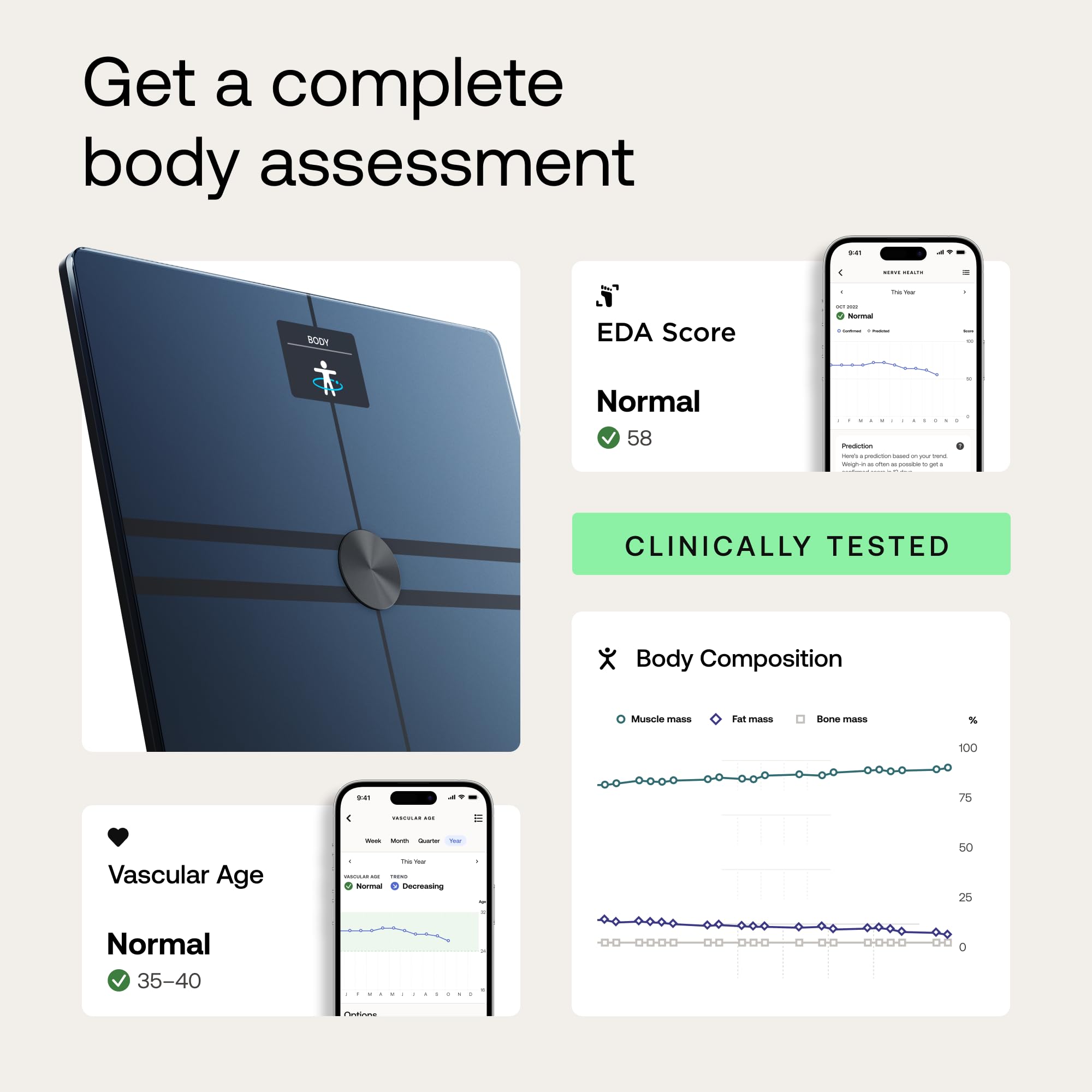 WITHINGS Body Comp - Scale for Body Weight and Complete Body Analysis, Wi-Fi & Bluetooth, Baby Digital Scale, Accurate Visceral Fat, Heart Health, Scales Compatible with Apple, FSA/HSA