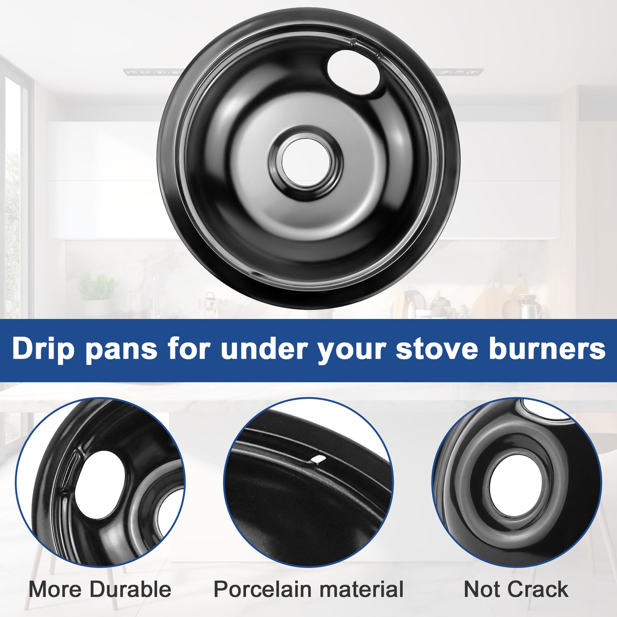 5304430149 5304430150 Porcelain Black Drip Pans Set & MP22YA Electric Range Burner Element Unit Set Compatible with Frigi-daire Ken-more Range Oven/Stove Replaces 318067041 318067051 by Fetechmate