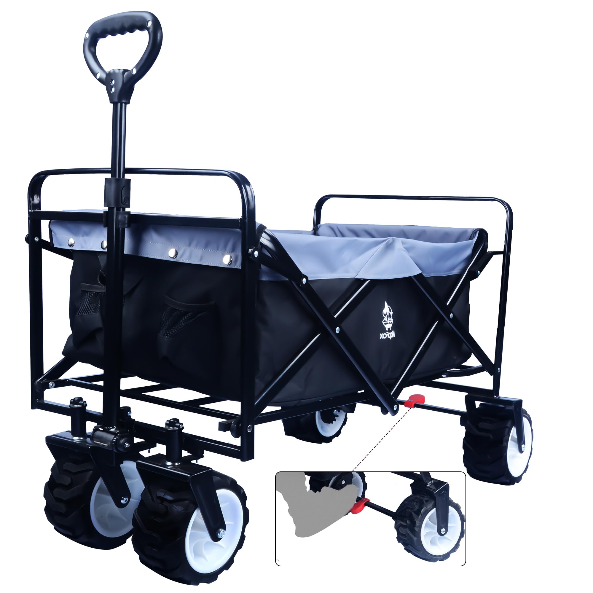 Collapsible Heavy Duty Beach Wagon Cart Outdoor Folding Utility Camping Garden Beach Cart with Universal Wheels Adjustable Handle Shopping