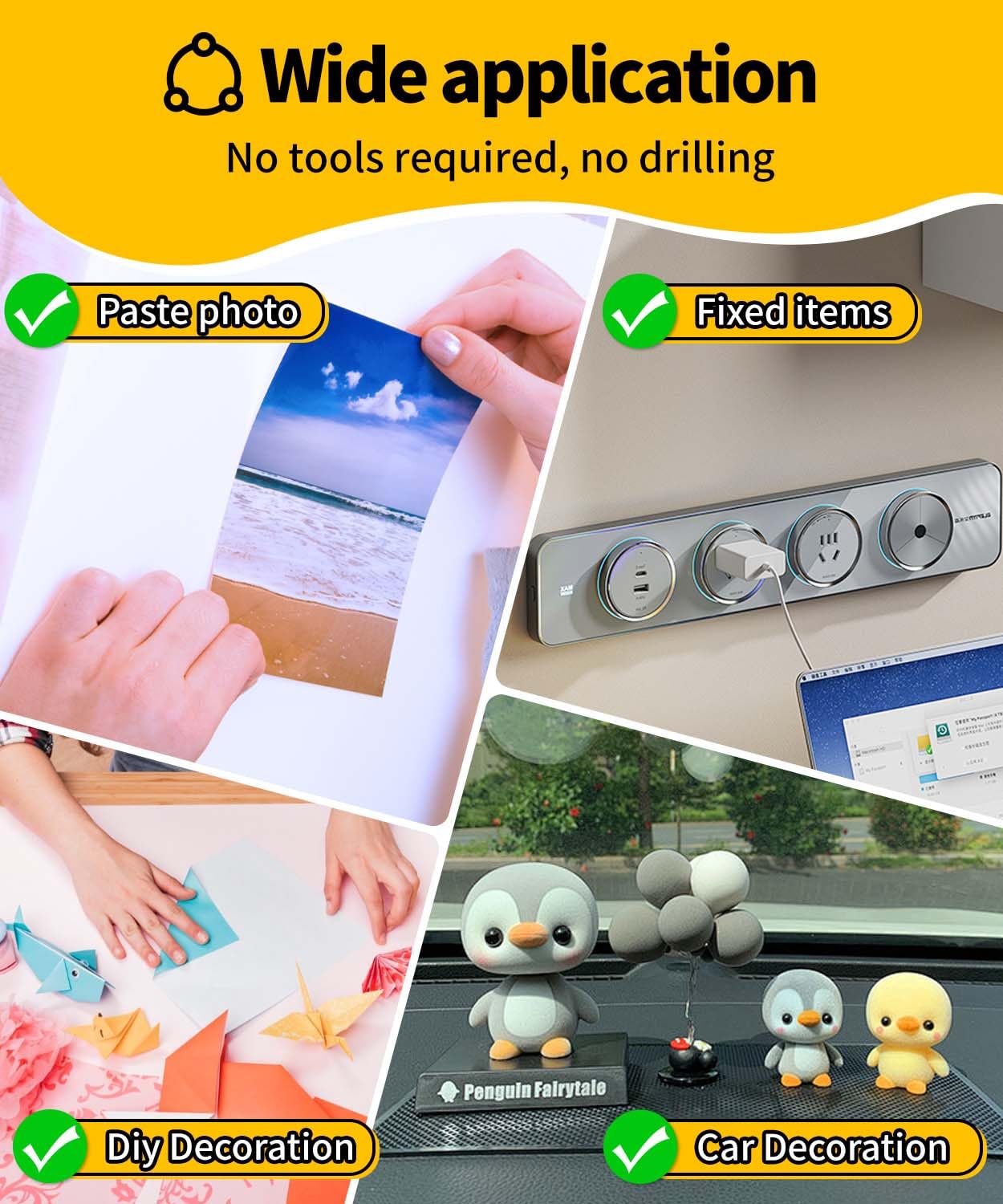 PHIXBEAR Upgraded Removable Mounting Putty with Pull Tab, Double Sided Adhesive Dots, No Trace Tape Sticky Tack Dots for Picture Crafts, 320 Pcs 0.31" x 0.51"