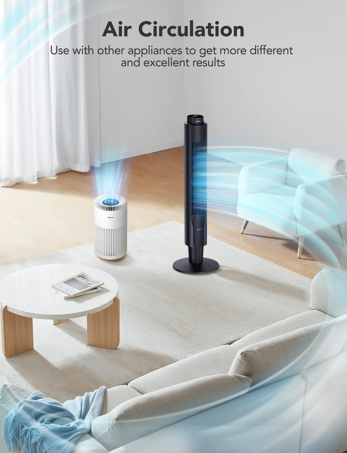 GoveeLife Smart Tower Fan 2023 Upgraded, 42 Inch WiFi with Aromatherapy and Temp Sensor, Oscillating 8 Speeds 4 Modes up to 25ft/s, 24H Timer Tower, 27dB Quiet Floor for Bedroom