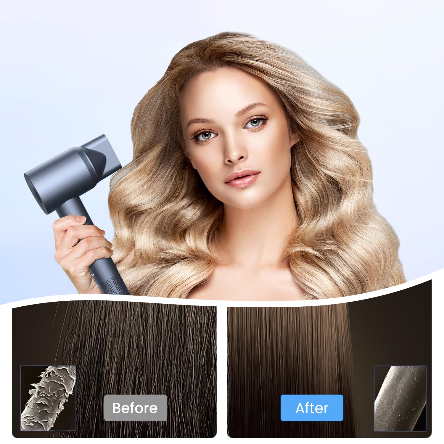 Attachment Concentrator Air Nozzle Replacement, Magnetic Smoothing Nozzle Tools Attachment for LAMPICK Hair Dryer, Blow Styling Tools Accessories for Salon and Home Use(Upgraded)