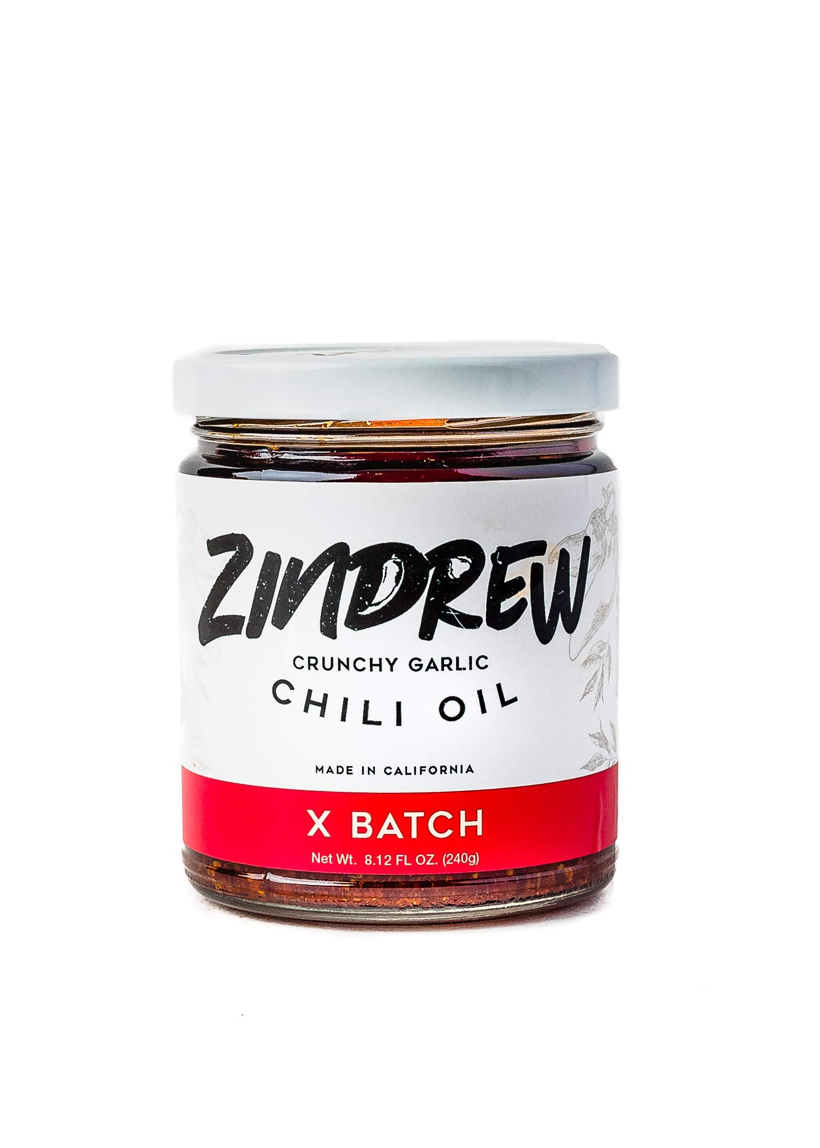 ZINDREW CHILI Crunchy Garlic Chili Oil X BATCH. Premium Spicy, Savory, Umami Gourmet All-Purpose Hot Chili Crisp Sauce (OG BATCH- very mild heat and X BATCH- very spicy) 8.12oz