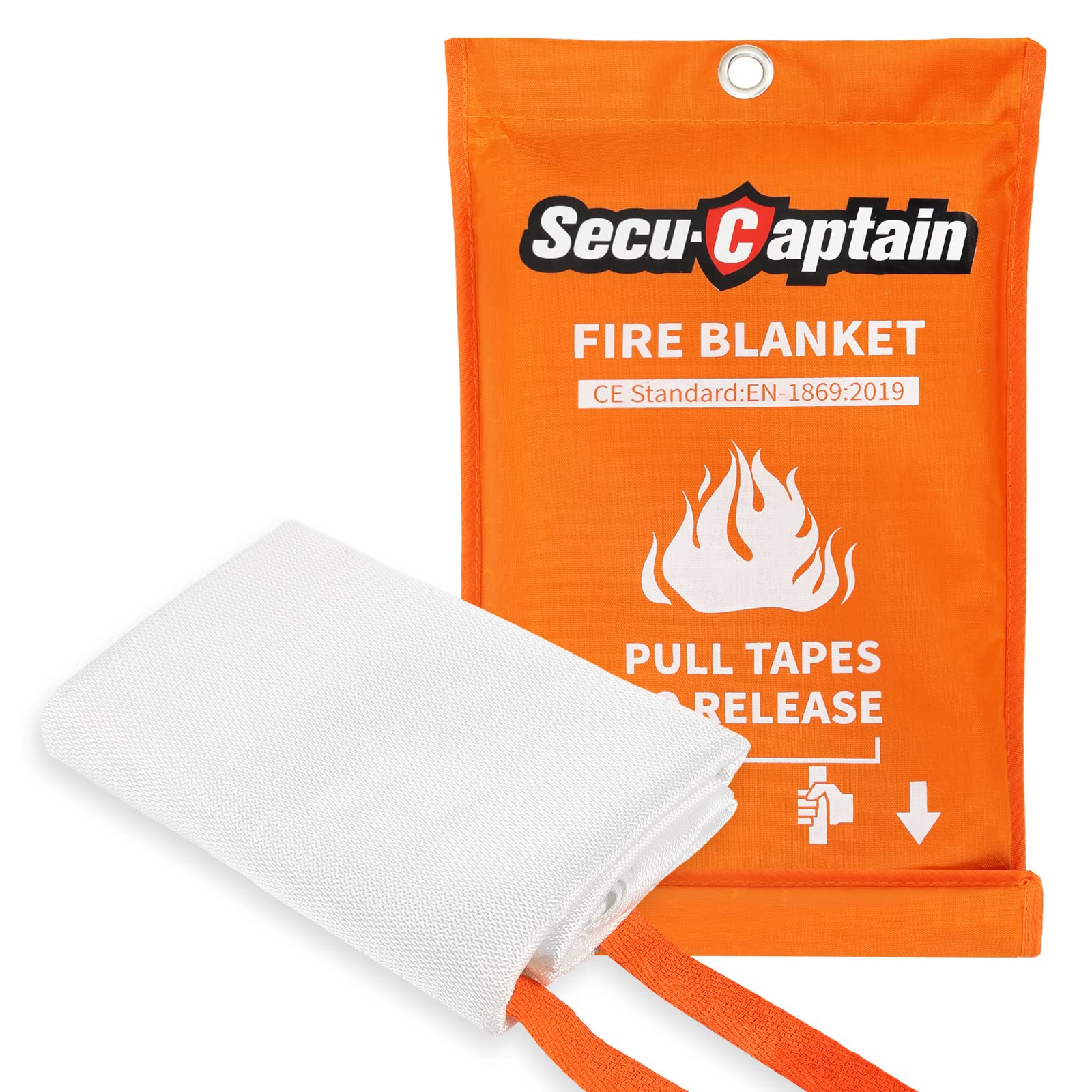 SecuCaptain Emergency Fire Blanket for Home and Kitchen - 40"x40" Flame Suppression Fiberglass Fire Blankets for House Camping Car Office Warehouse Survival Safety