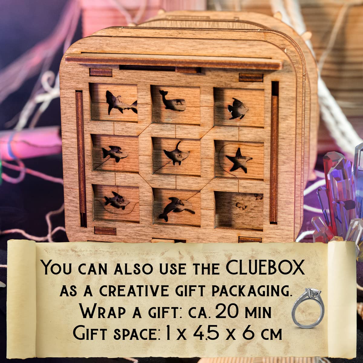 iDventure Cluebox - Davy Jones Locker - Escape Room Game - Puzzle Box - Gift Box - 3D Wooden Puzzle for Adults - Wooden Jigsaw - Brain Teaser - Birthday Gift Gadget for Men - Money Box